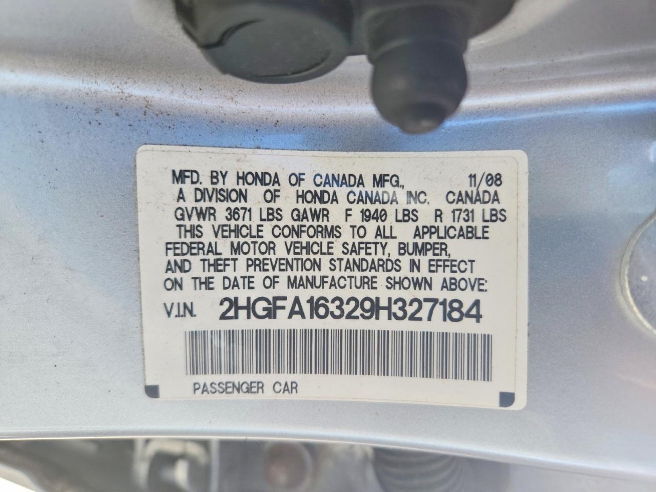 2009 Honda Civic Vp Серебряный vin: 2HGFA16329H327184