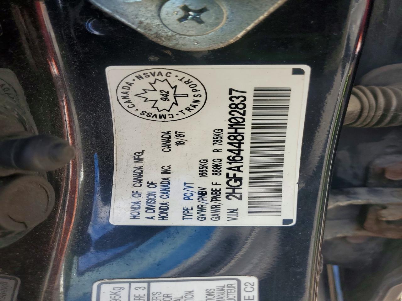2008 Honda Civic Dx-g Black vin: 2HGFA16448H102837