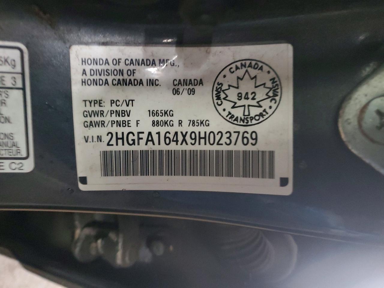 2009 Honda Civic Dx-g Charcoal vin: 2HGFA164X9H023769