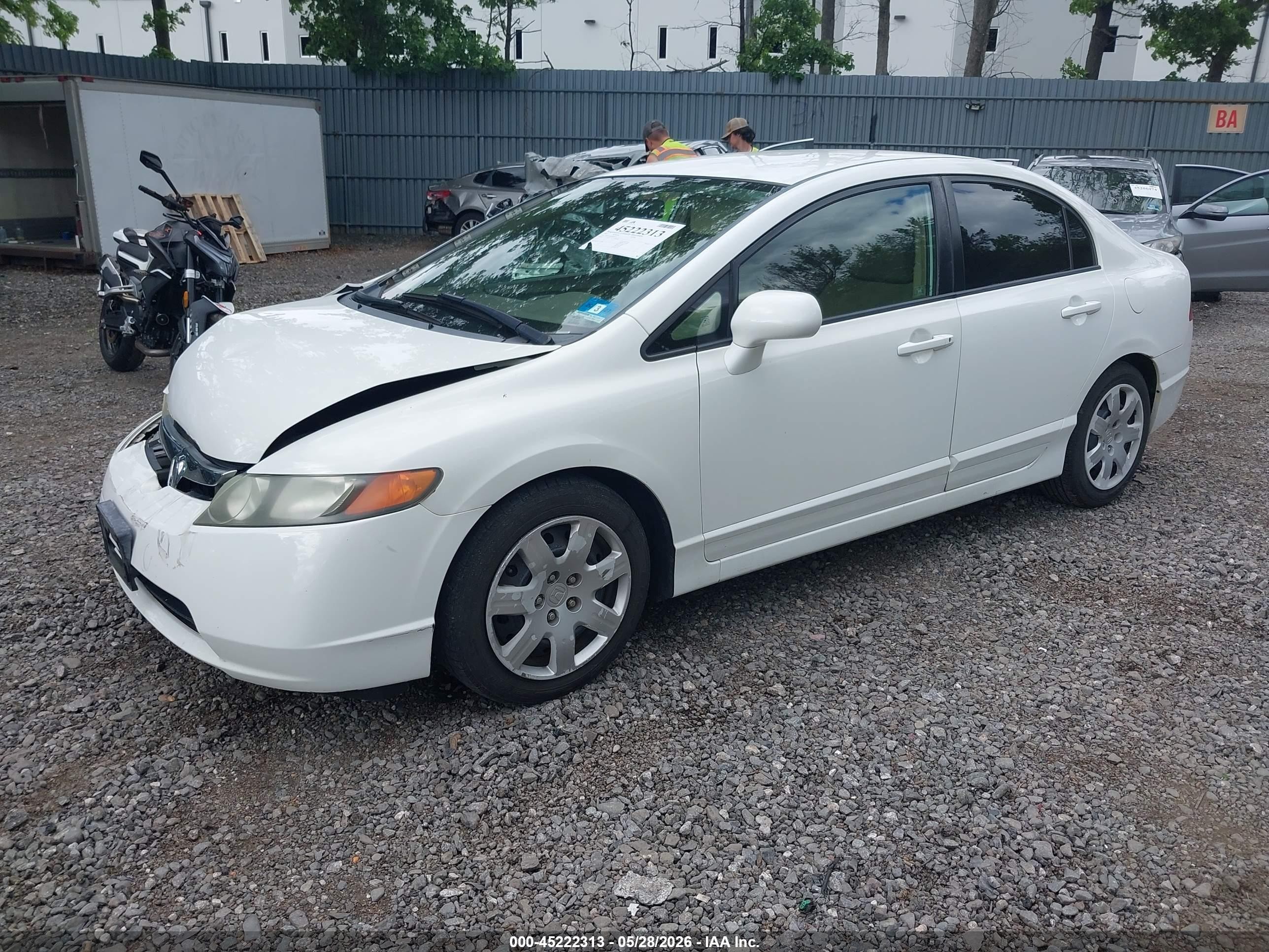 2007 Honda Civic Lx White vin: 2HGFA16507H301553