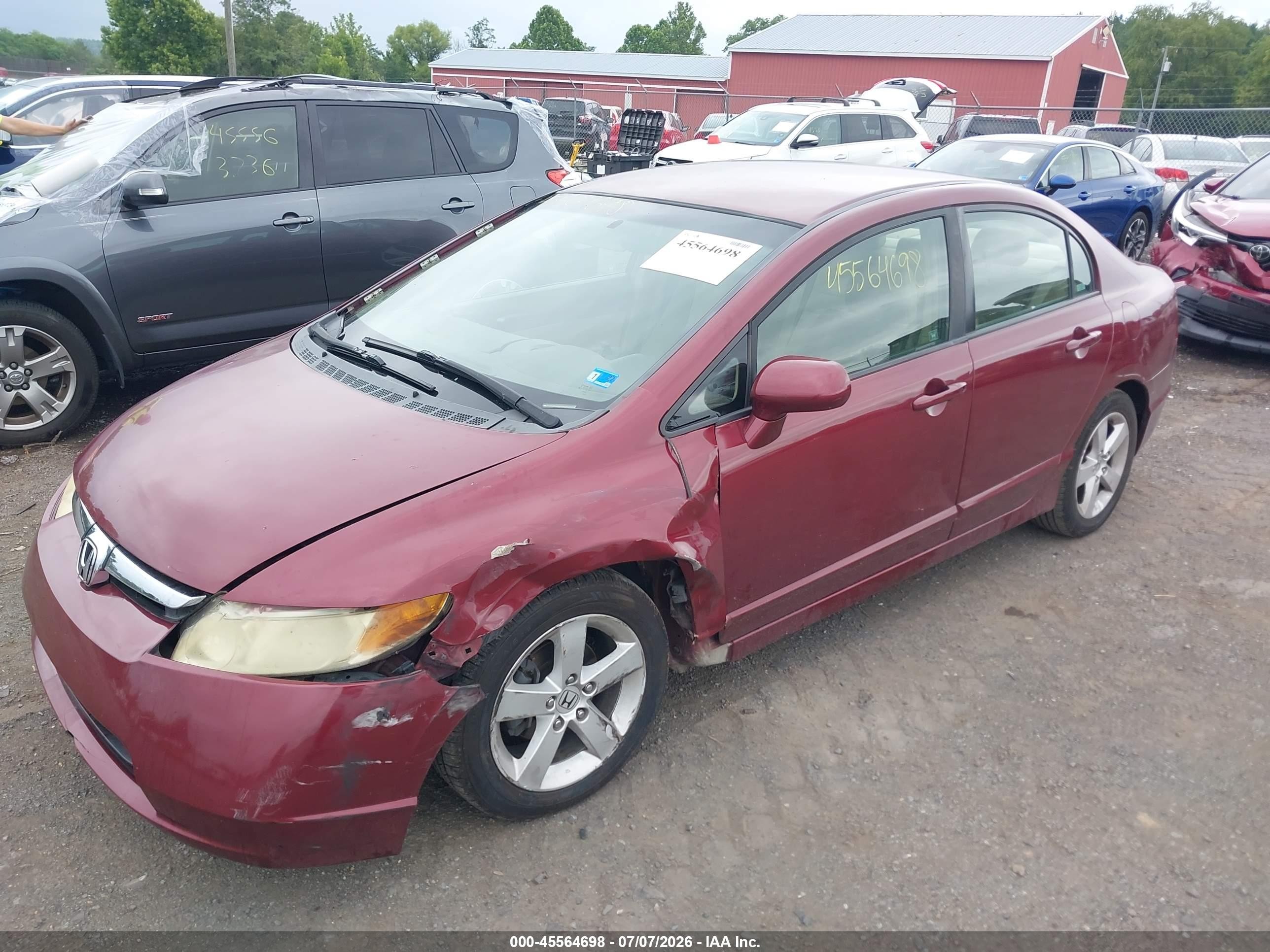 2007 Honda Civic Lx Red vin: 2HGFA16507H511070