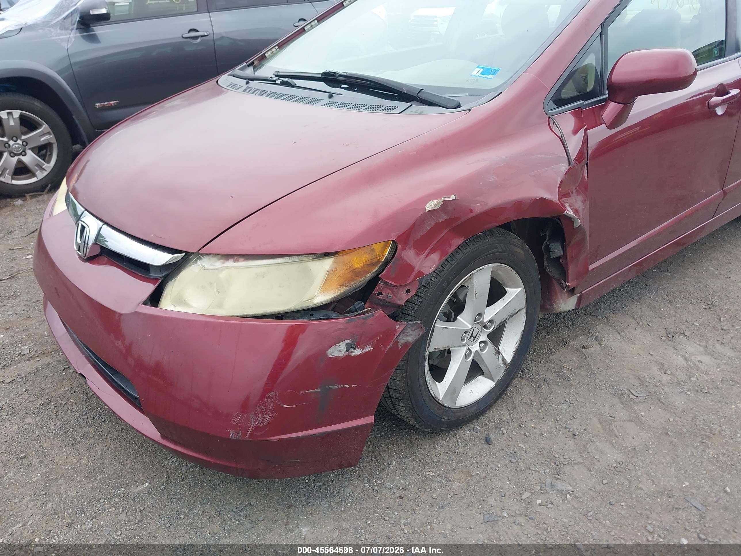 2007 Honda Civic Lx Red vin: 2HGFA16507H511070