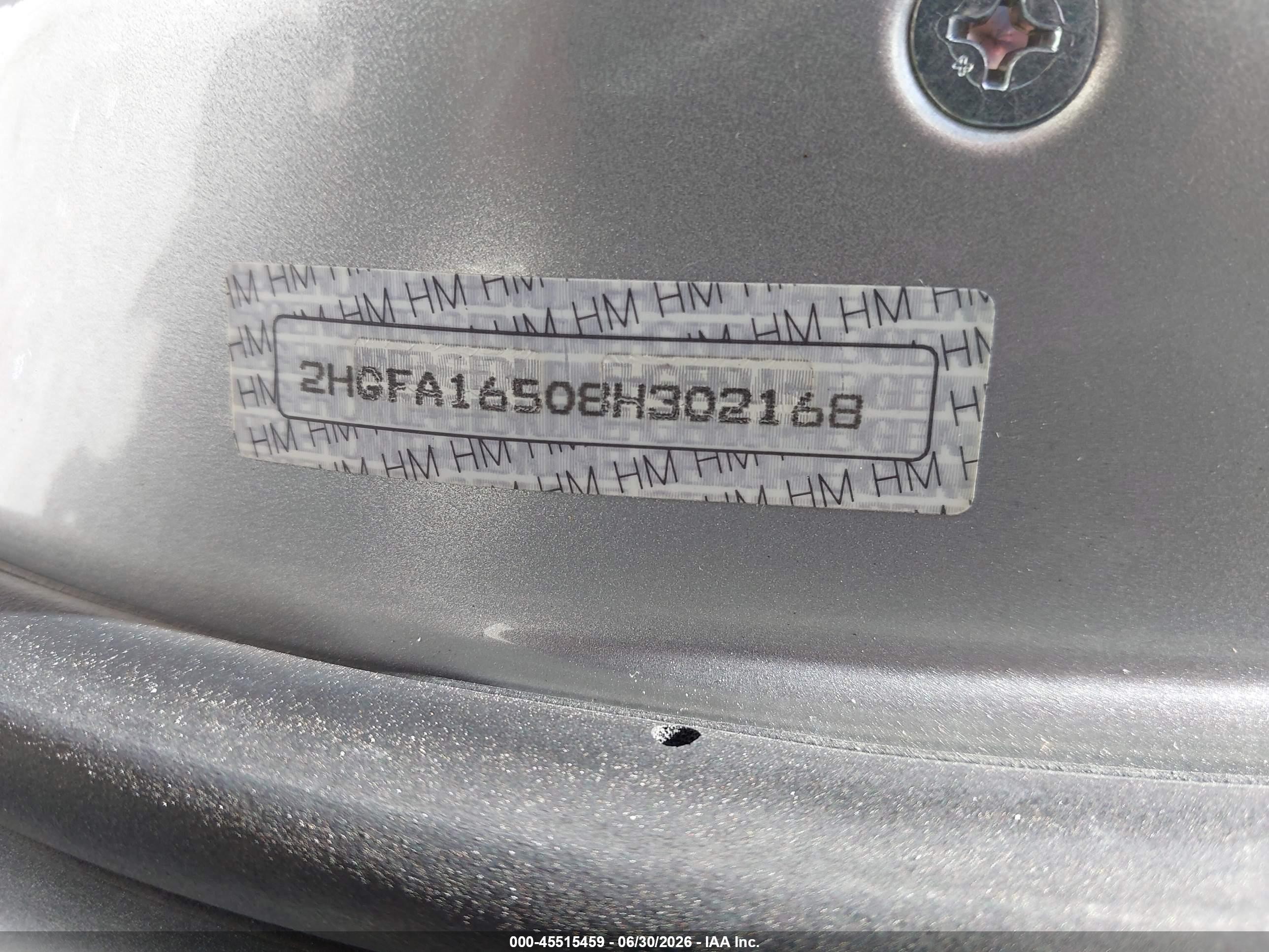 2008 Honda Civic Lx Silver vin: 2HGFA16508H302168
