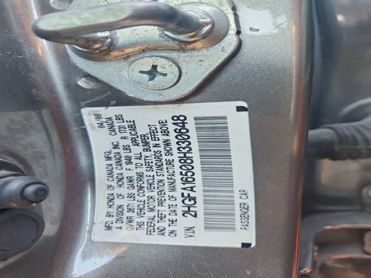 2008 Honda Civic Lx Silver vin: 2HGFA16508H330648