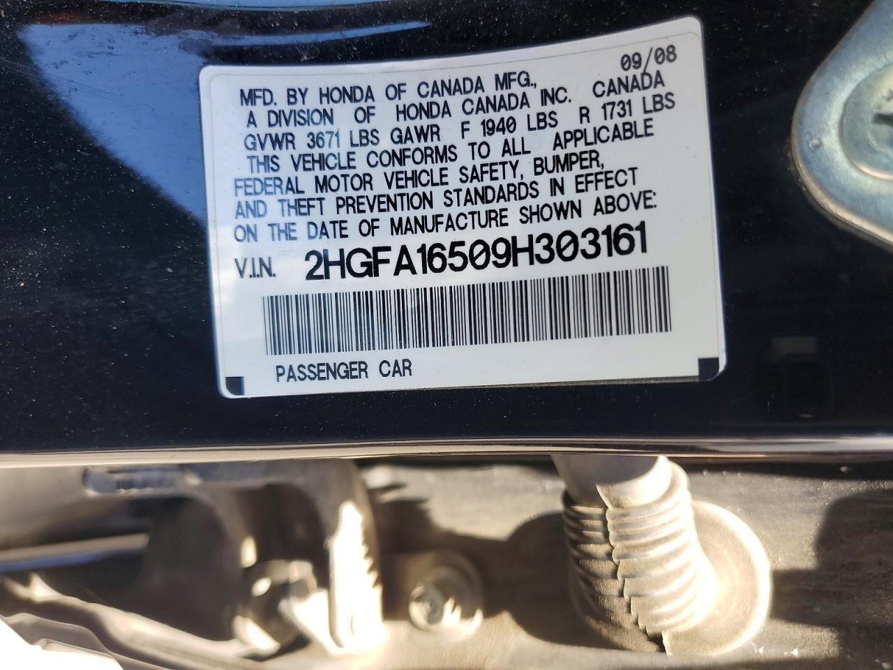 2009 Honda Civic Lx Black vin: 2HGFA16509H303161