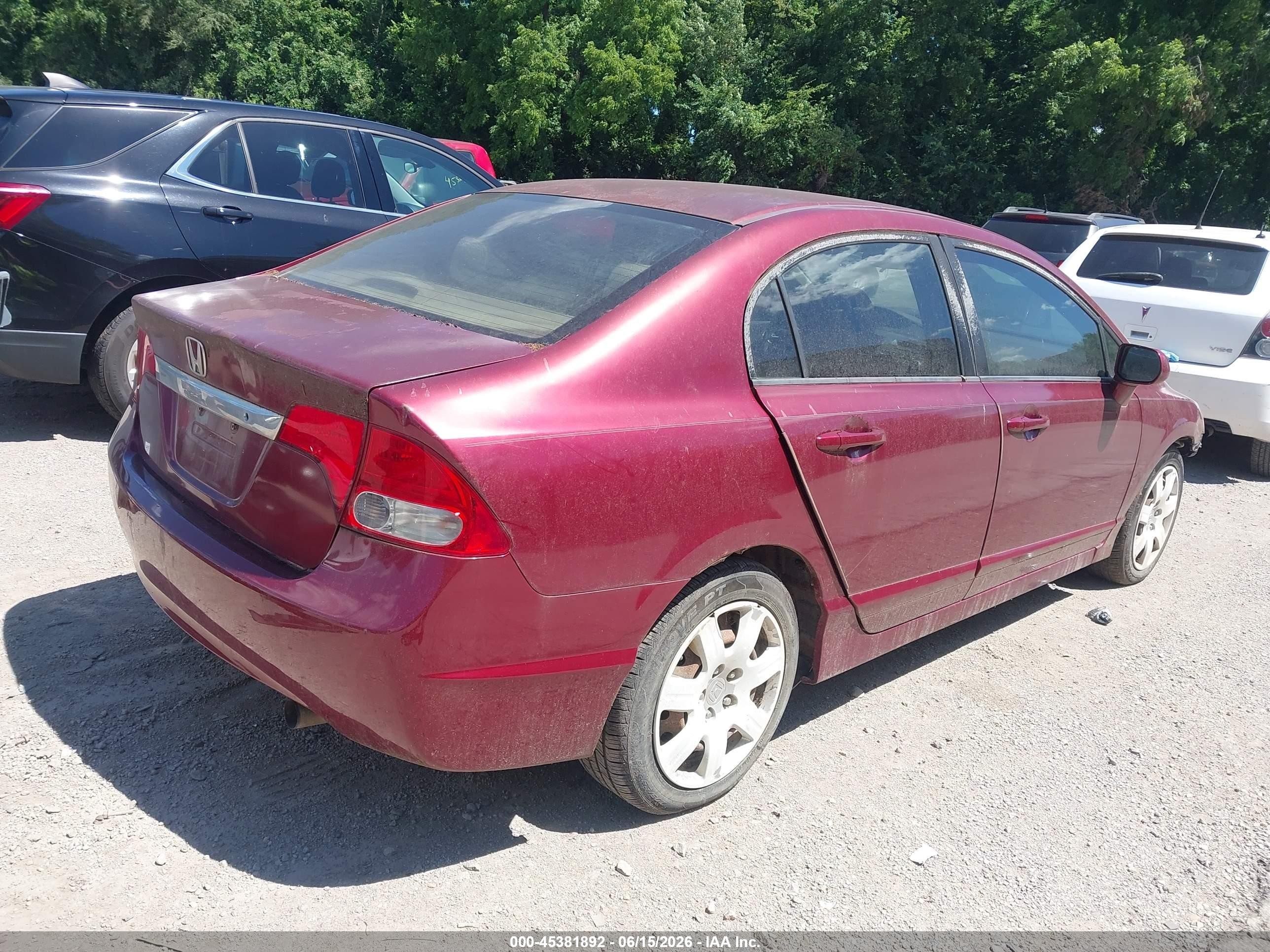 2009 Honda Civic Lx Red vin: 2HGFA16509H360380