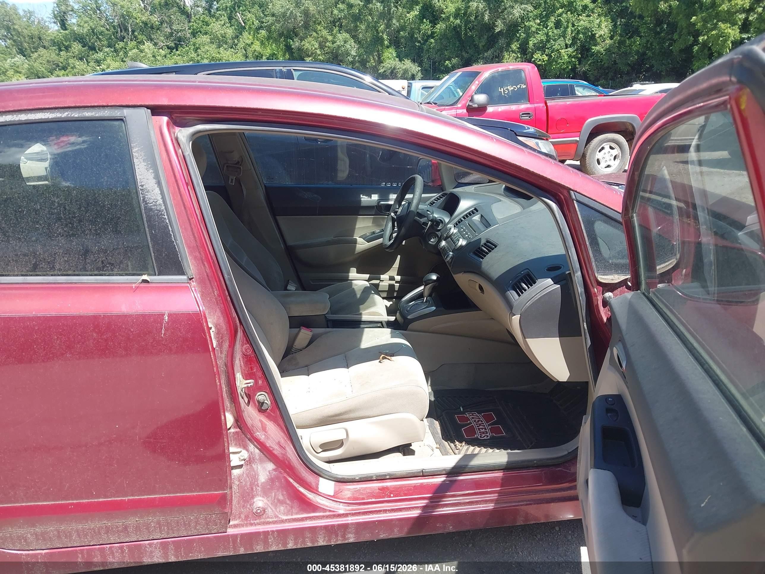 2009 Honda Civic Lx Red vin: 2HGFA16509H360380