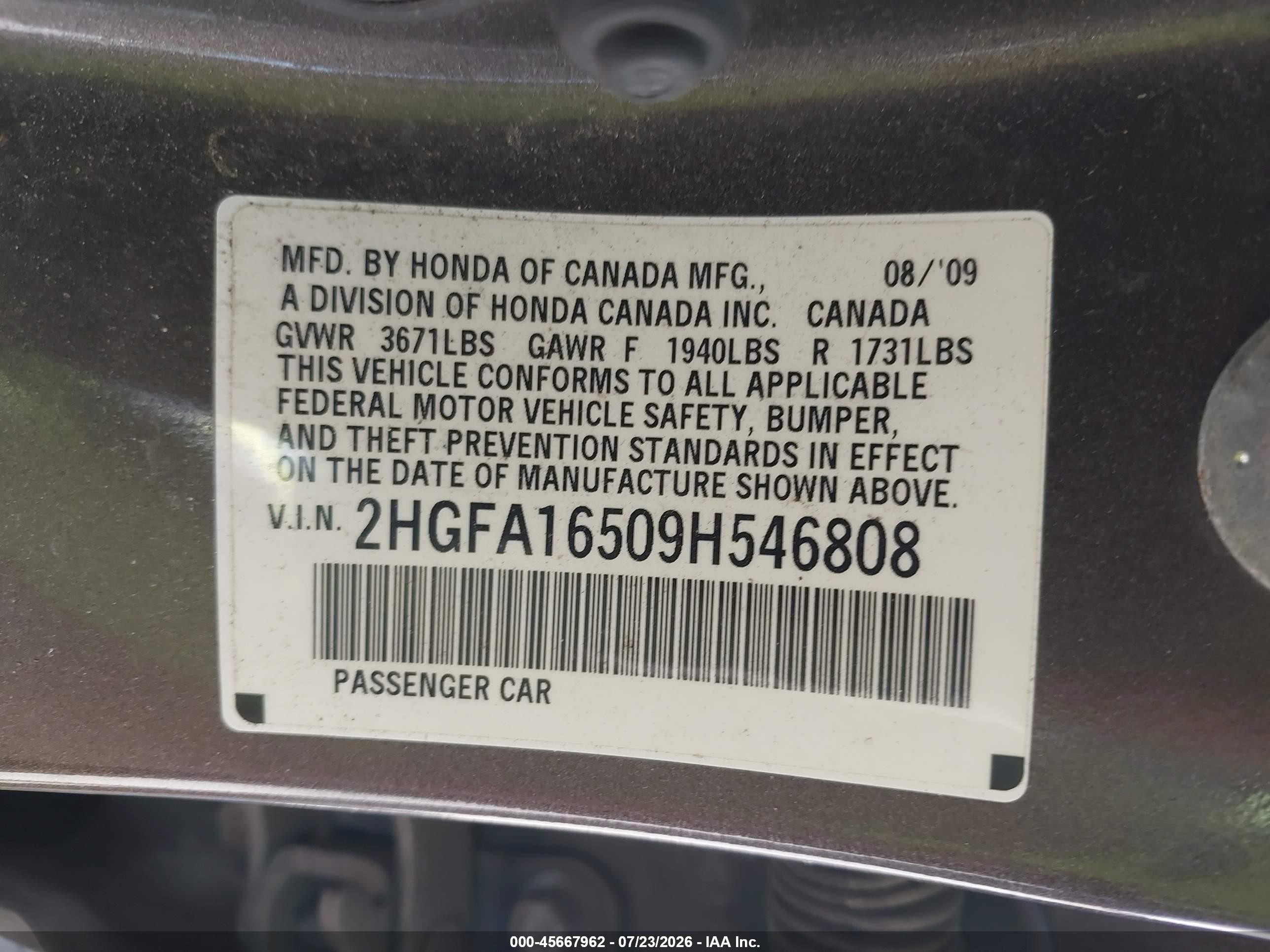 2009 Honda Civic Lx Silver vin: 2HGFA16509H546808