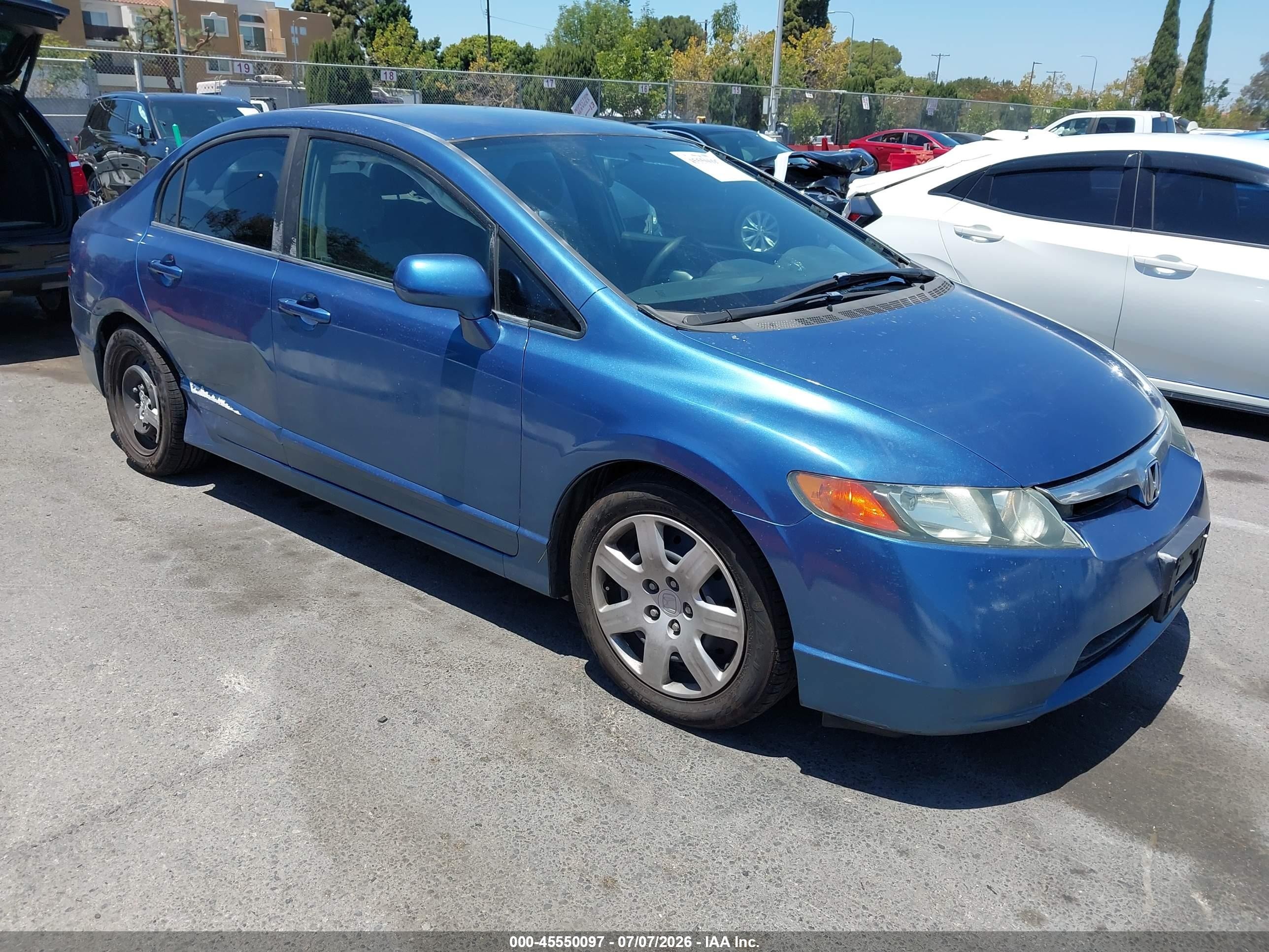 2008 Honda Civic Lx Blue vin: 2HGFA16518H537047