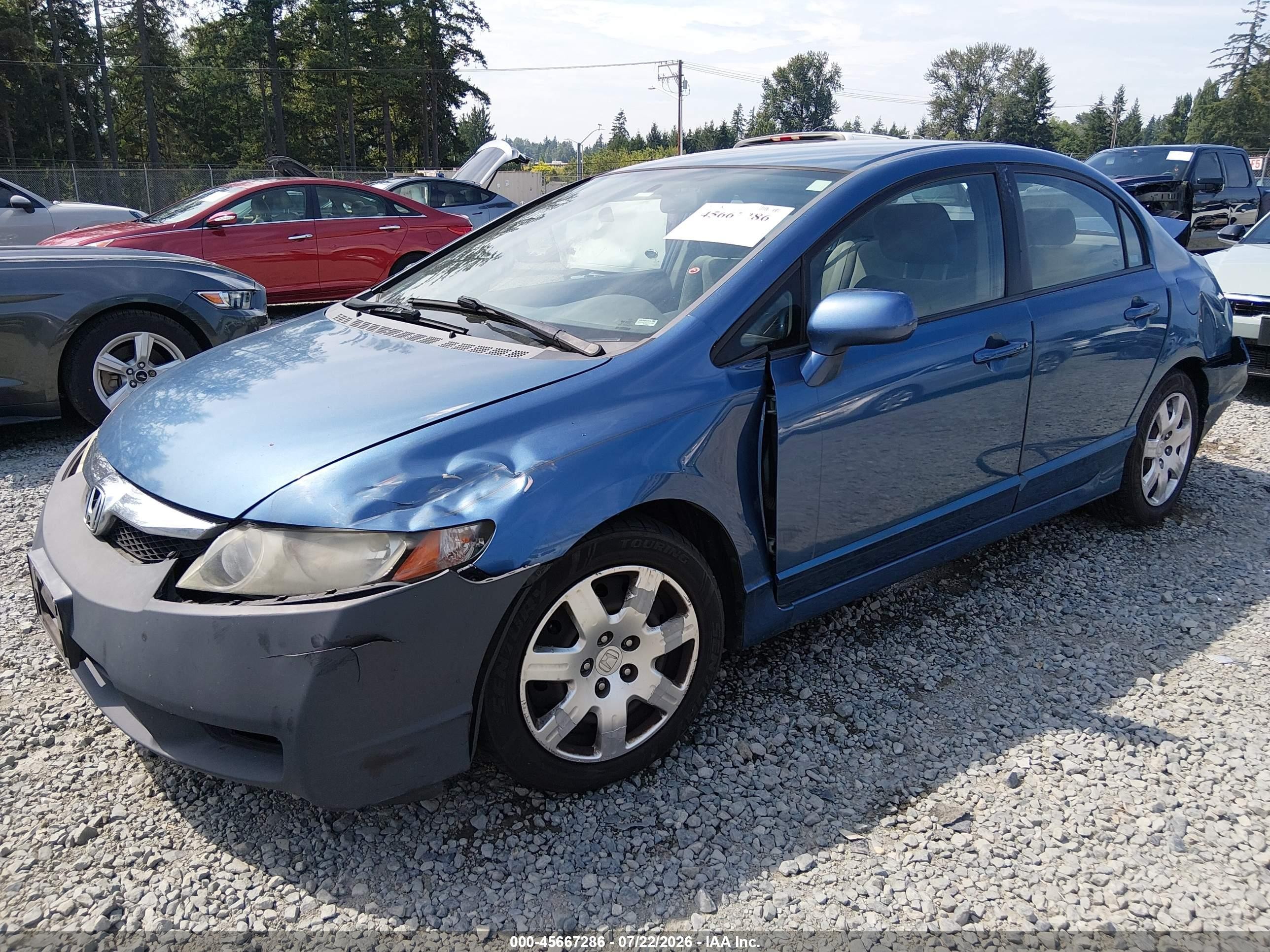 2009 Honda Civic Lx Blue vin: 2HGFA16519H345001