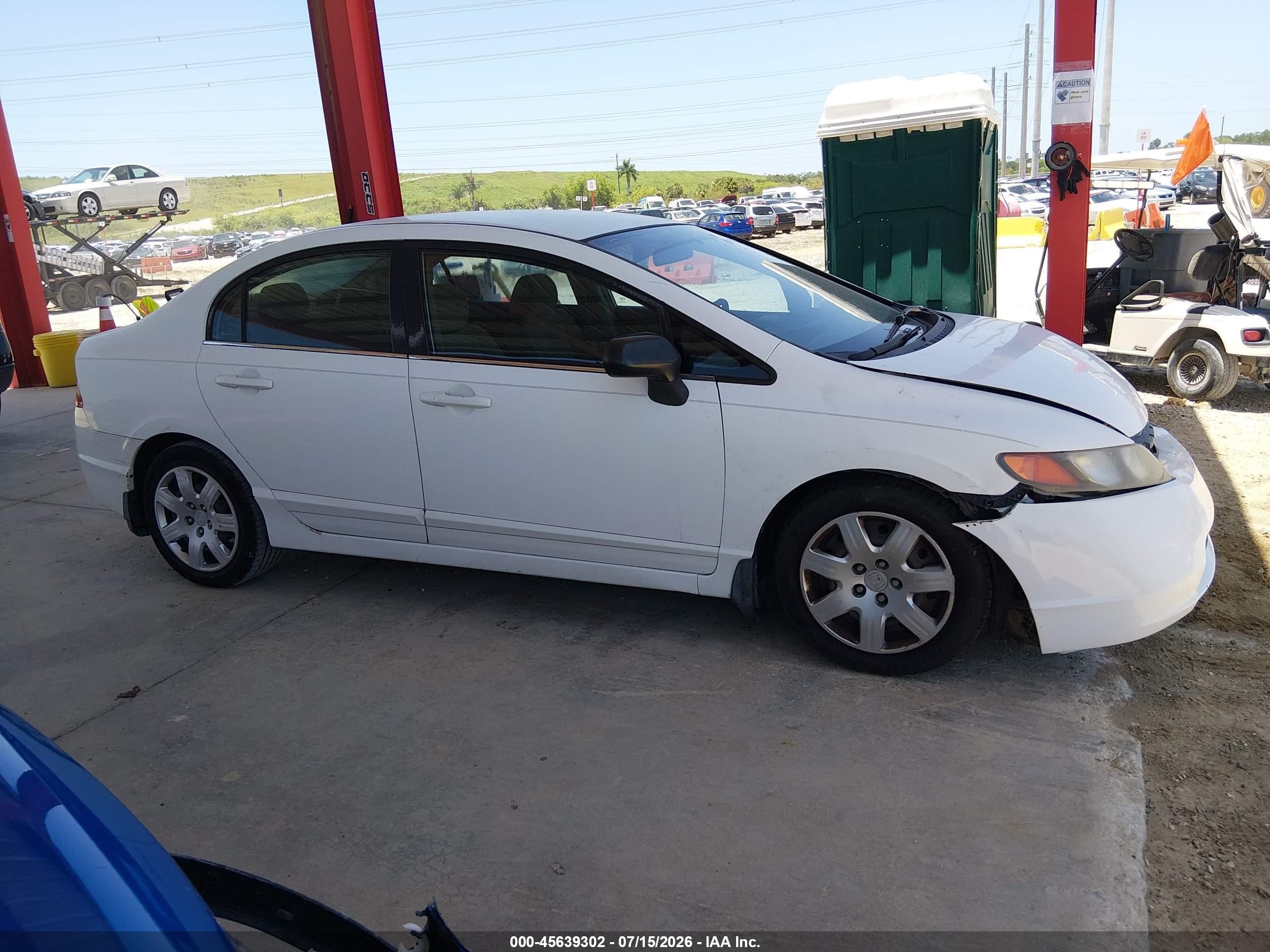 2006 Honda Civic Lx White vin: 2HGFA16526H510355