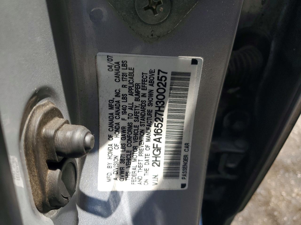 2007 Honda Civic Lx Silver vin: 2HGFA16527H300257