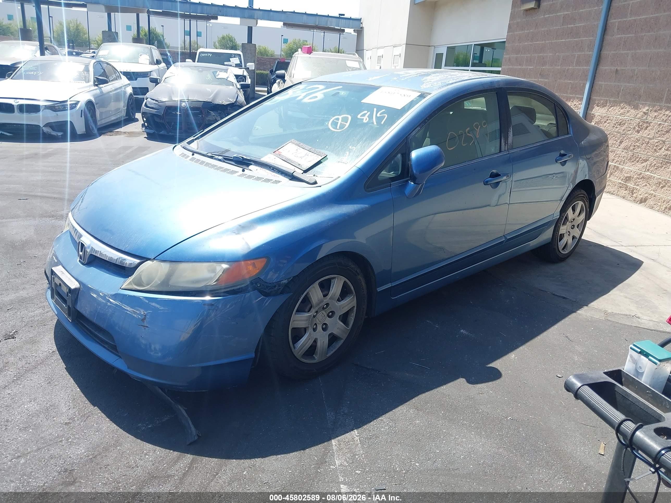 2007 Honda Civic Lx Blue vin: 2HGFA16527H512432
