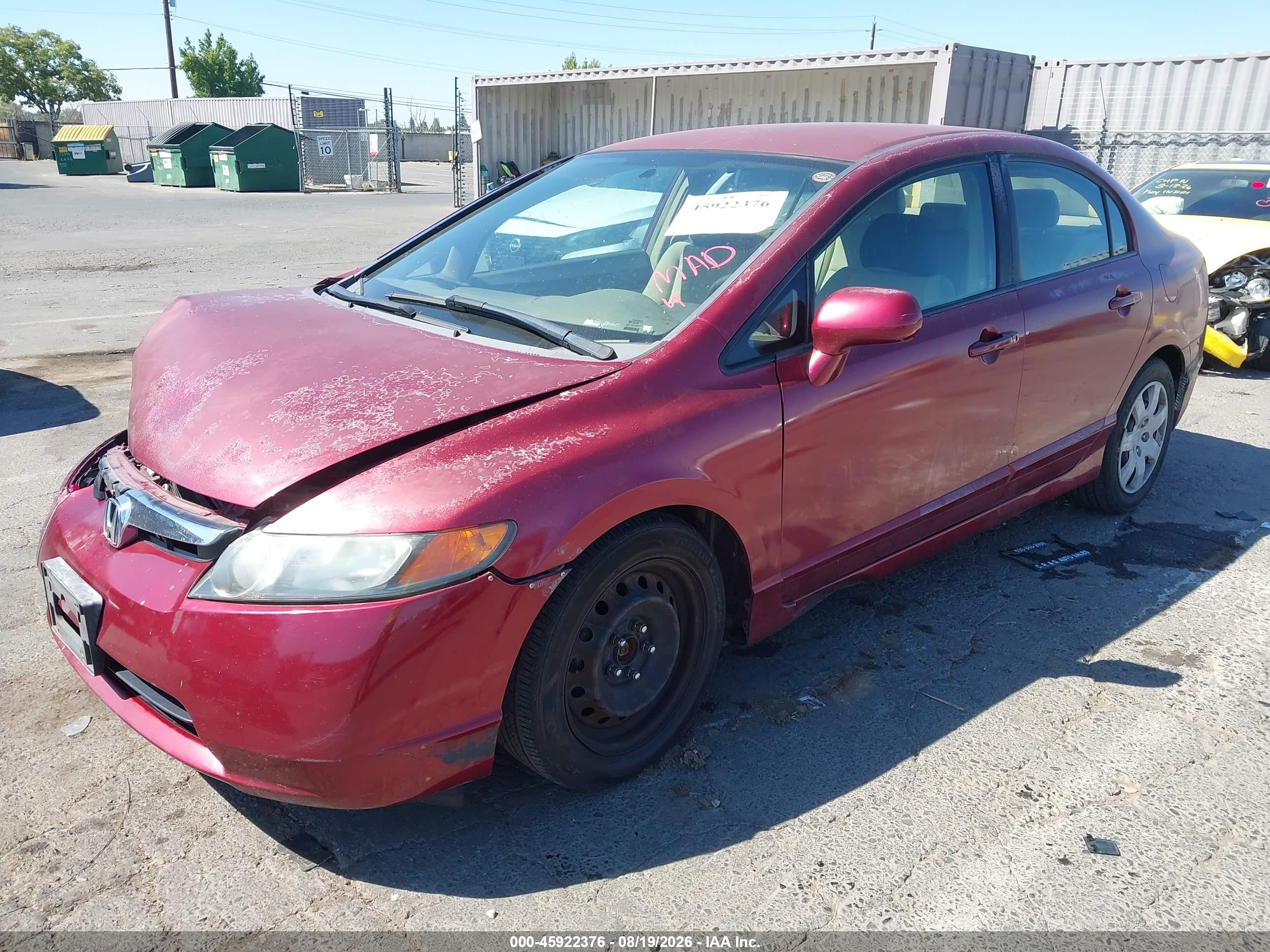 2007 Honda Civic Lx Бордовый vin: 2HGFA16527H513063
