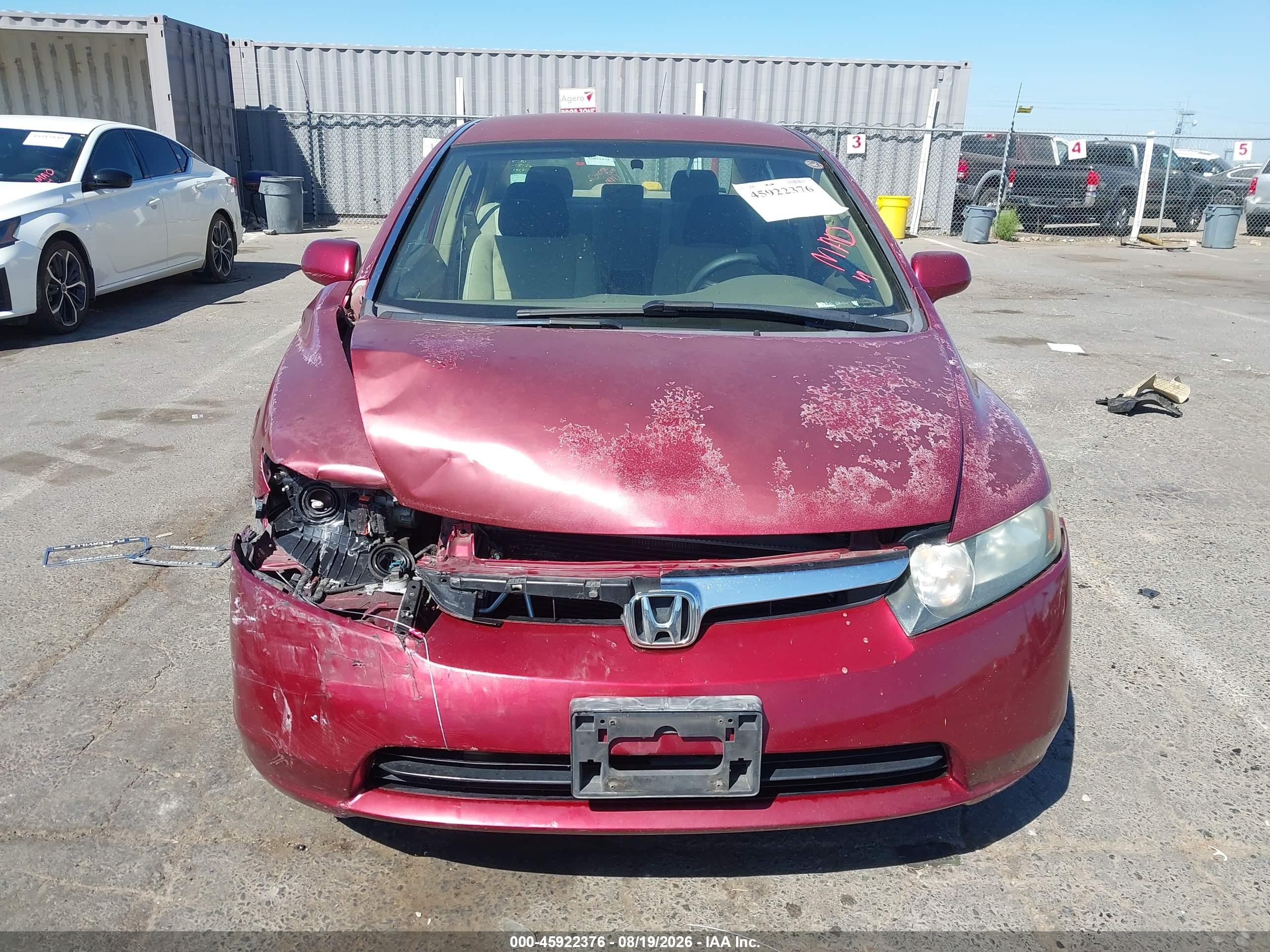 2007 Honda Civic Lx Бордовый vin: 2HGFA16527H513063