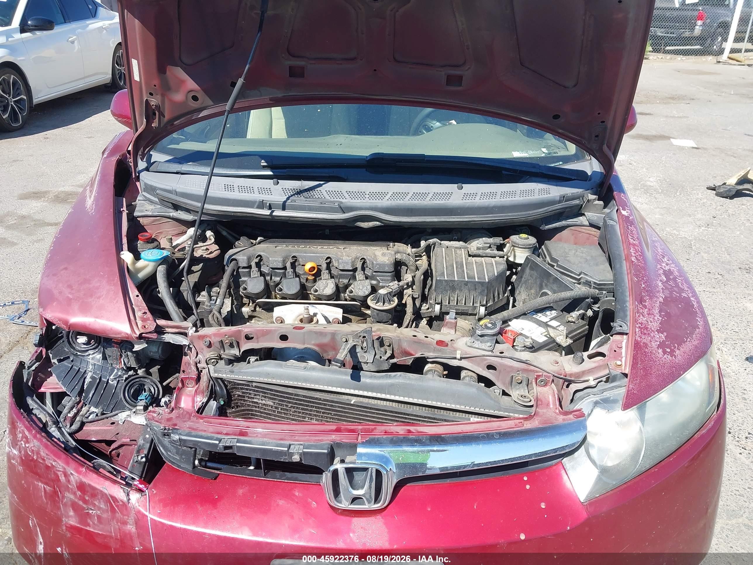 2007 Honda Civic Lx Бордовый vin: 2HGFA16527H513063