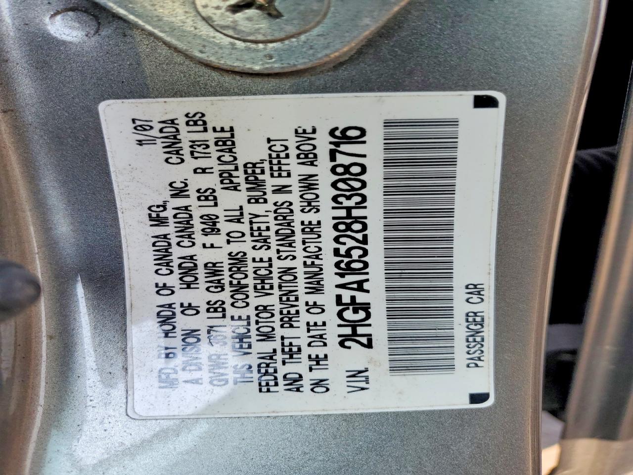 2008 Honda Civic Lx Желто-коричневый vin: 2HGFA16528H308716