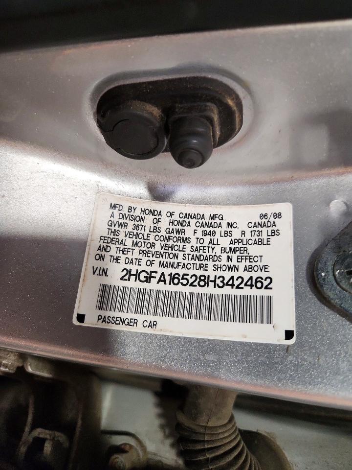 2008 Honda Civic Lx Silver vin: 2HGFA16528H342462