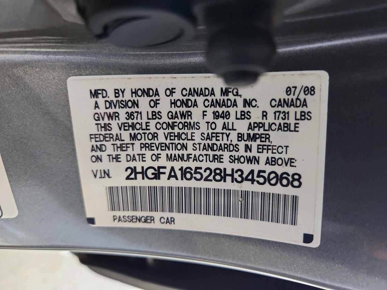2008 Honda Civic Lx Tan vin: 2HGFA16528H345068