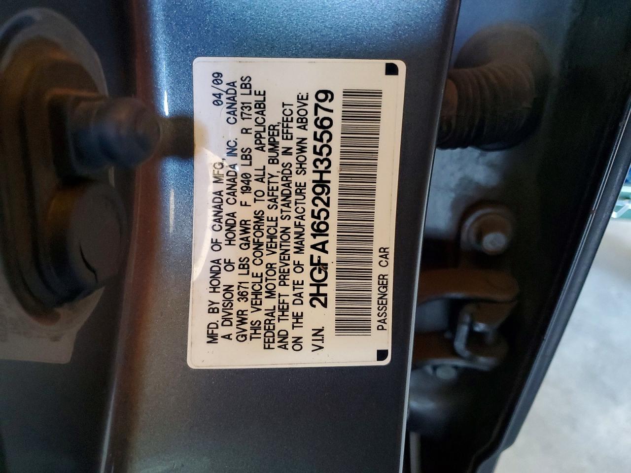 2009 Honda Civic Lx Gray vin: 2HGFA16529H355679