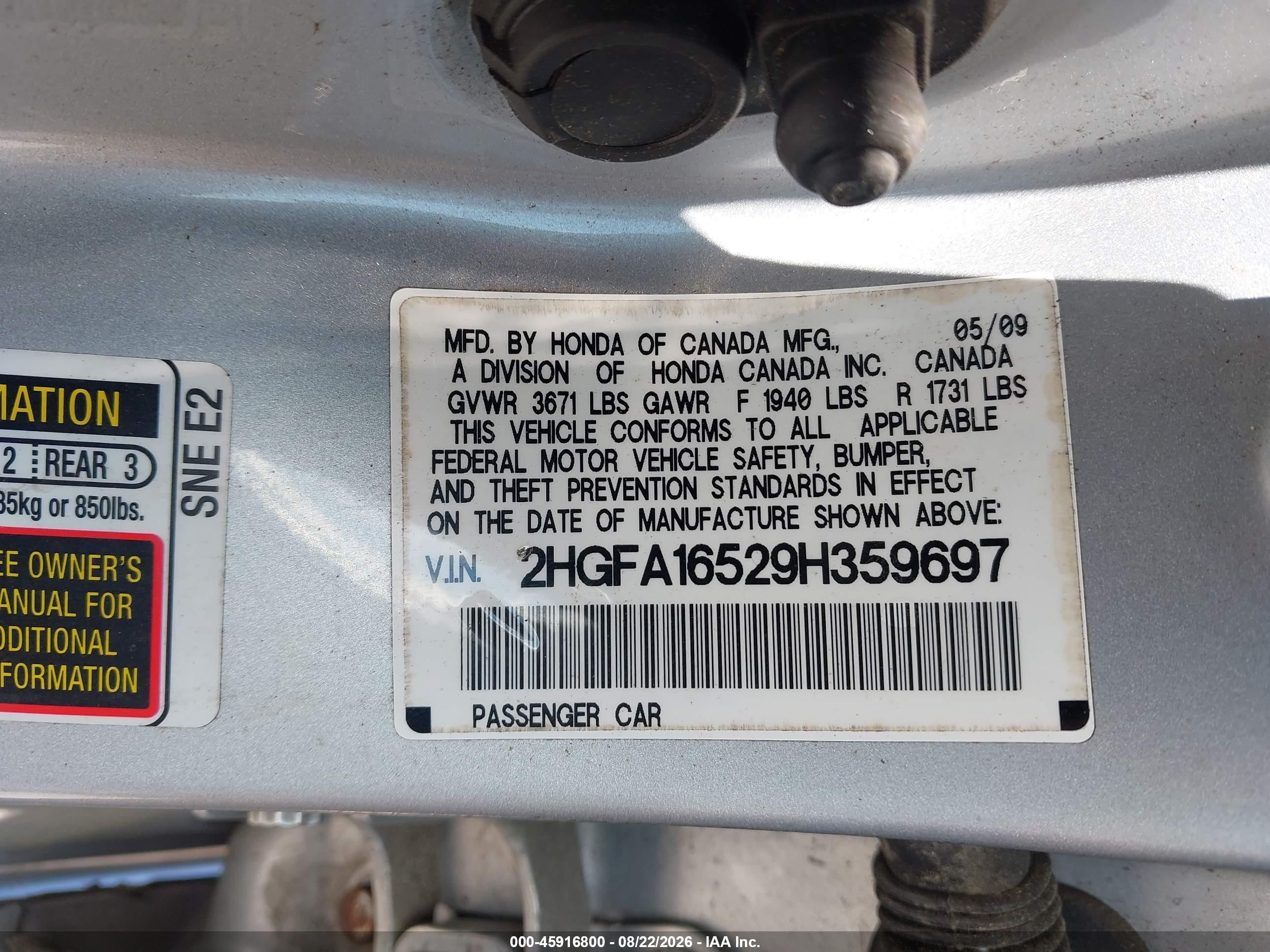 2009 Honda Civic Lx Silver vin: 2HGFA16529H359697