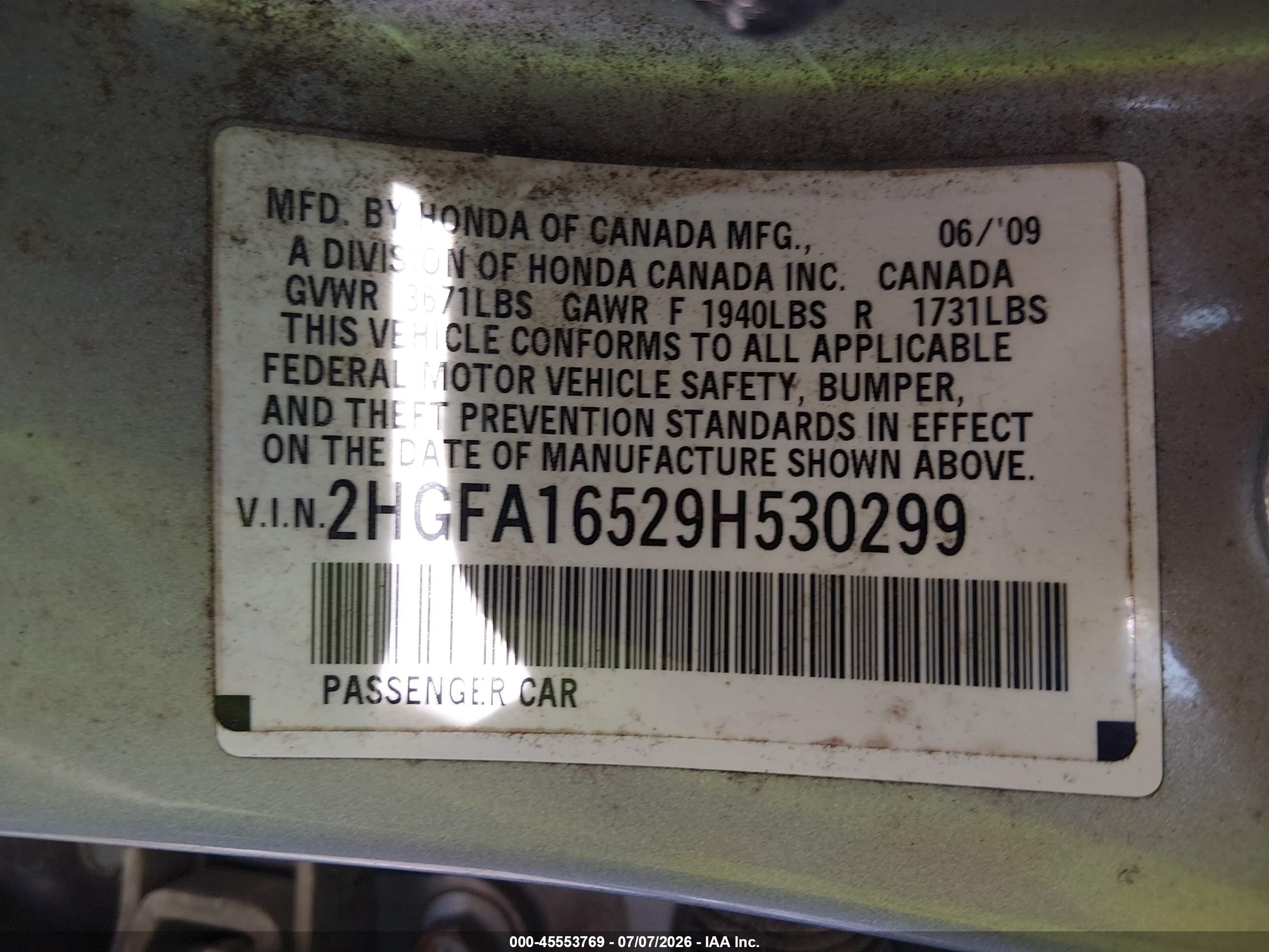 2009 Honda Civic Lx Серебряный vin: 2HGFA16529H530299