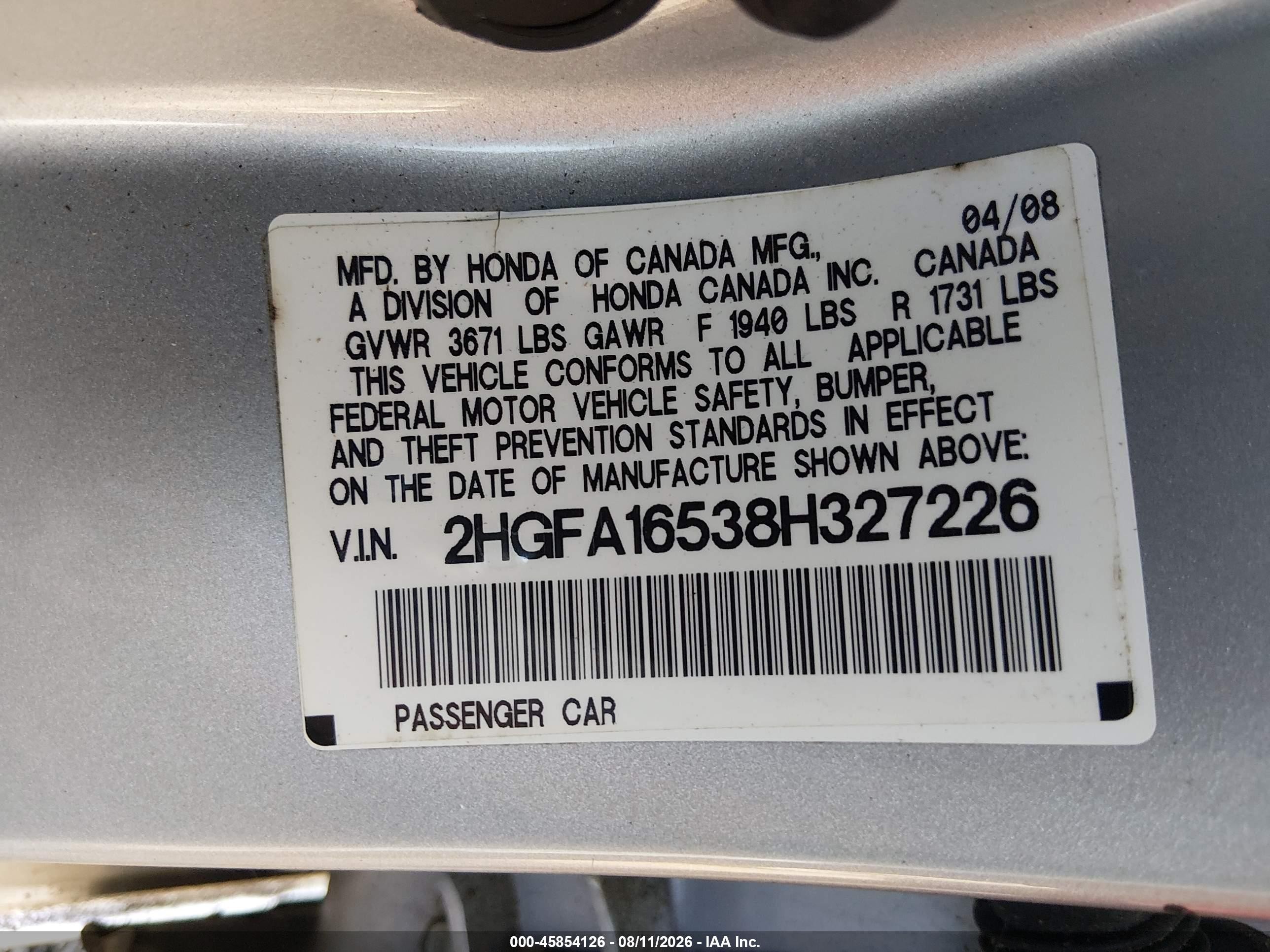 2008 Honda Civic Lx Silver vin: 2HGFA16538H327226