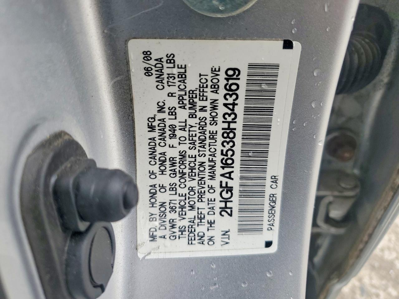 2008 Honda Civic Lx Silver vin: 2HGFA16538H343619