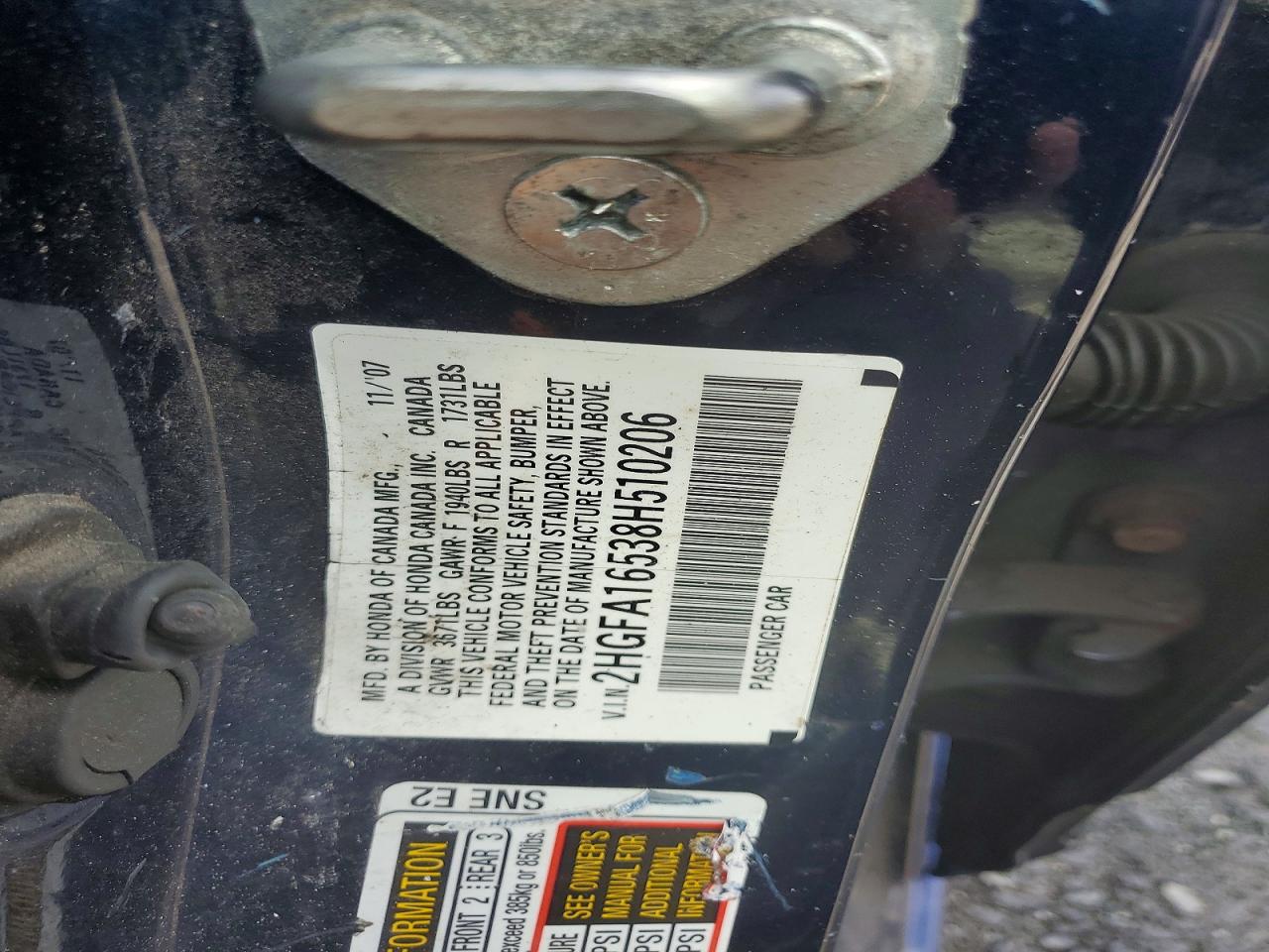 2008 Honda Civic Lx Blue vin: 2HGFA16538H510206