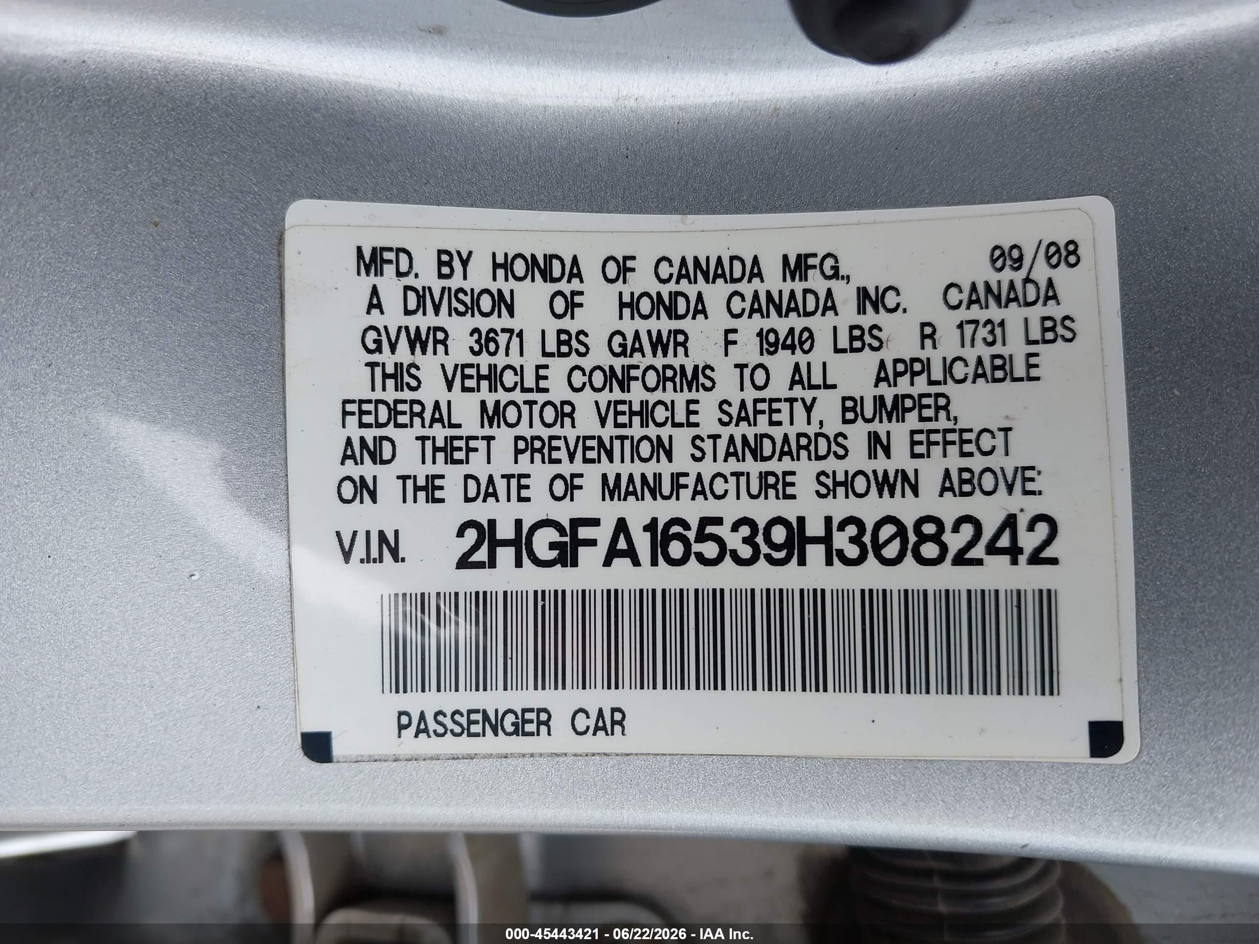 2009 Honda Civic Lx Silver vin: 2HGFA16539H308242
