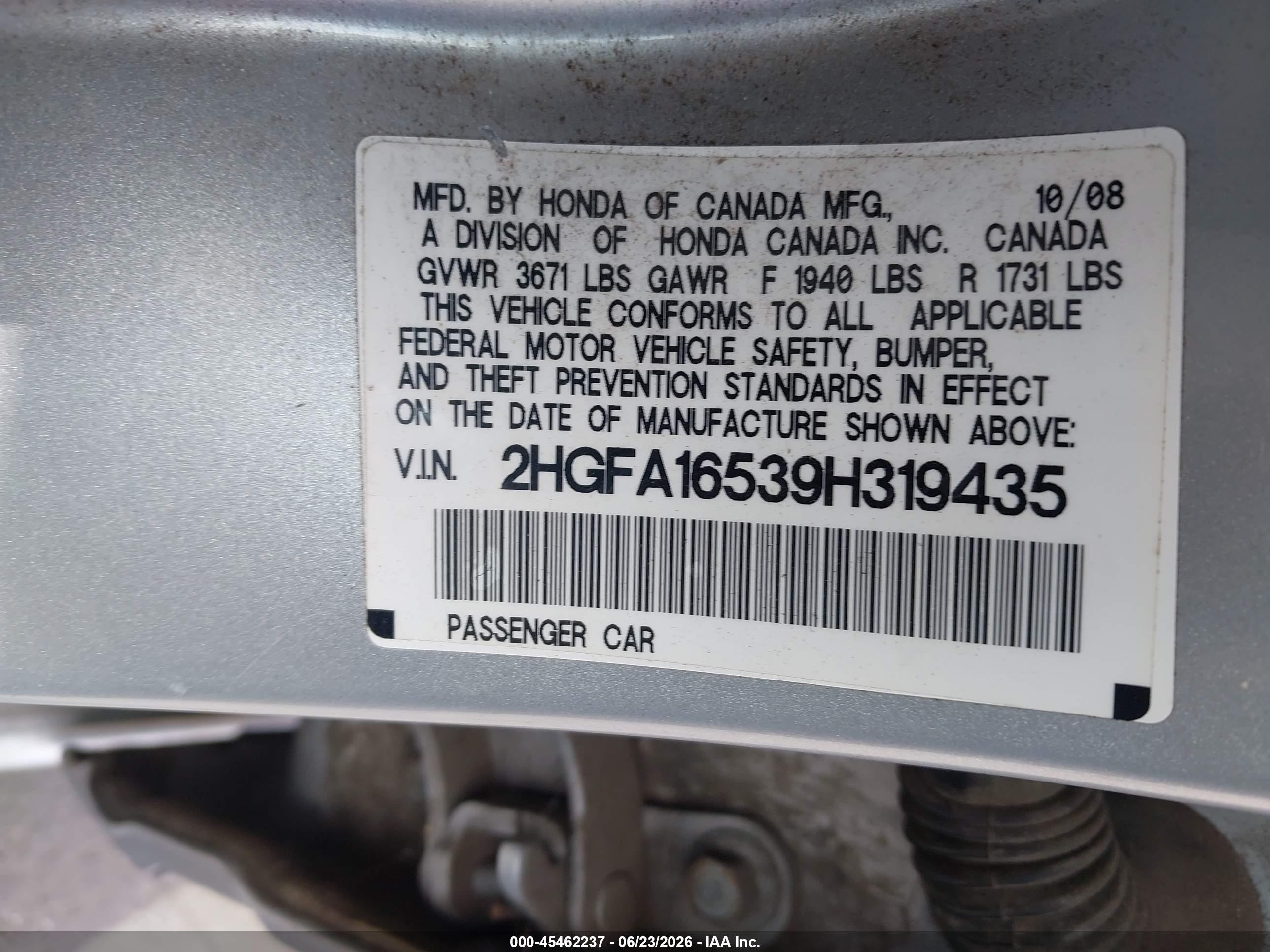 2009 Honda Civic Lx Серебряный vin: 2HGFA16539H319435