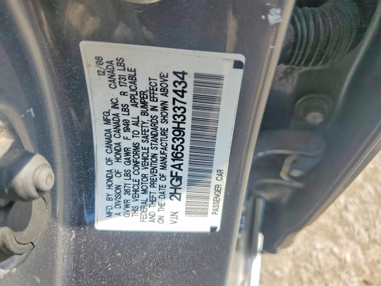2009 Honda Civic Lx Gray vin: 2HGFA16539H337434