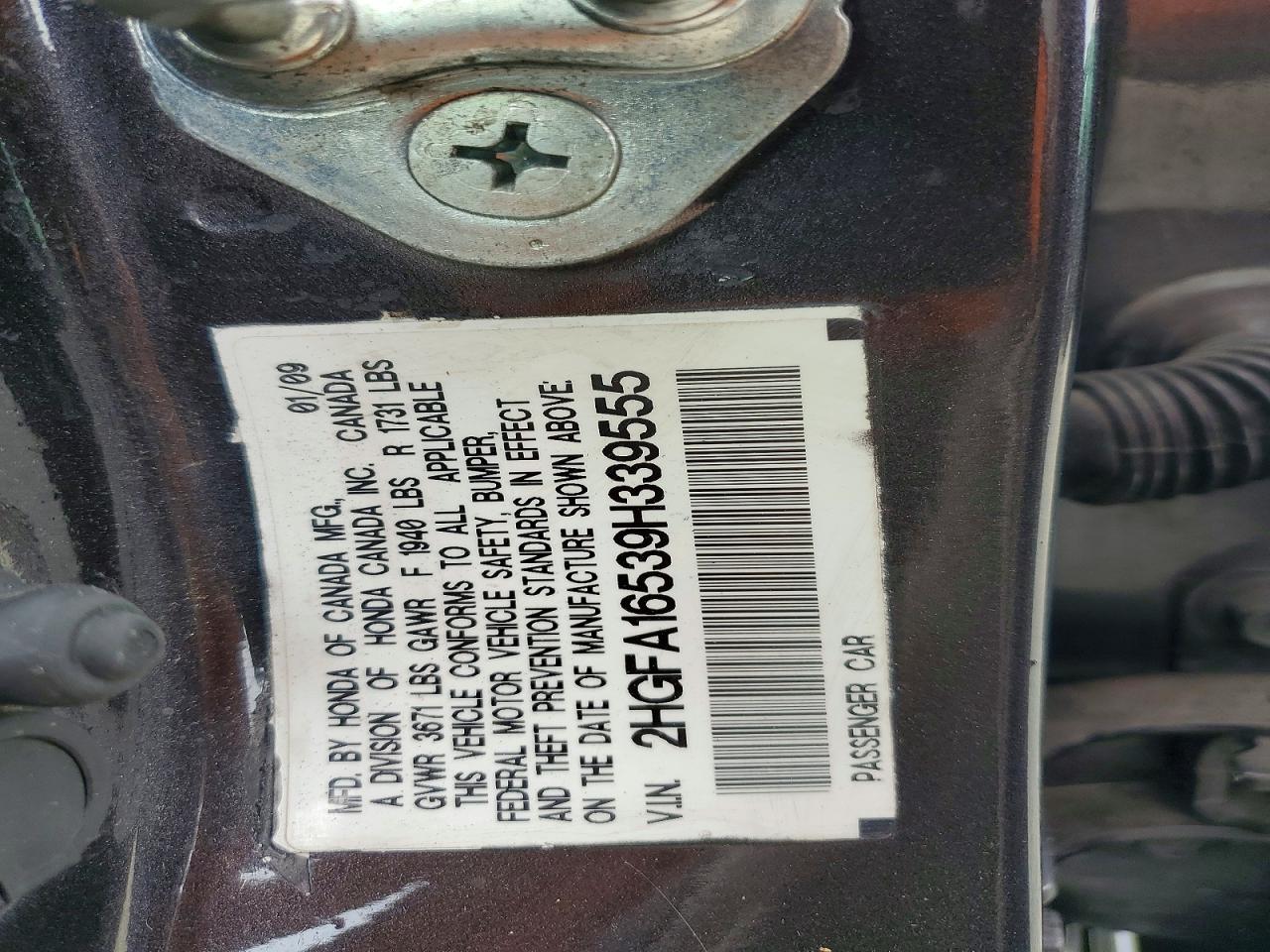2009 Honda Civic Lx Серый vin: 2HGFA16539H339555