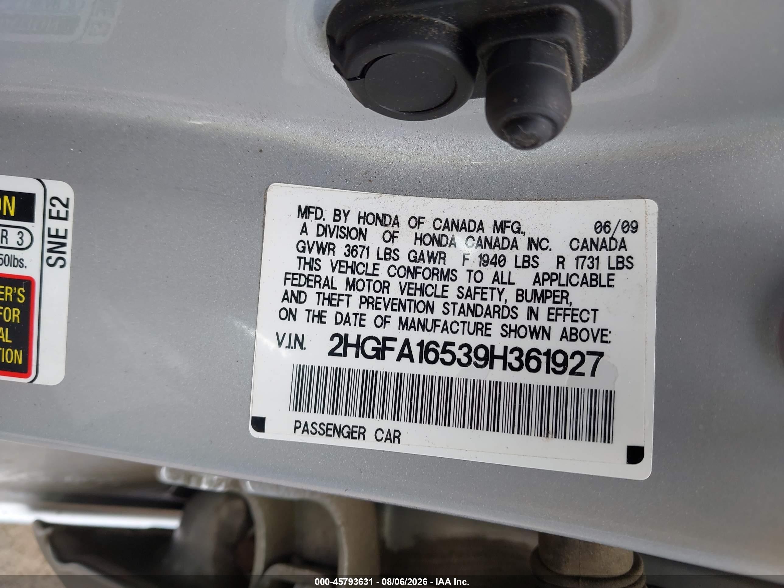 2009 Honda Civic Lx Silver vin: 2HGFA16539H361927