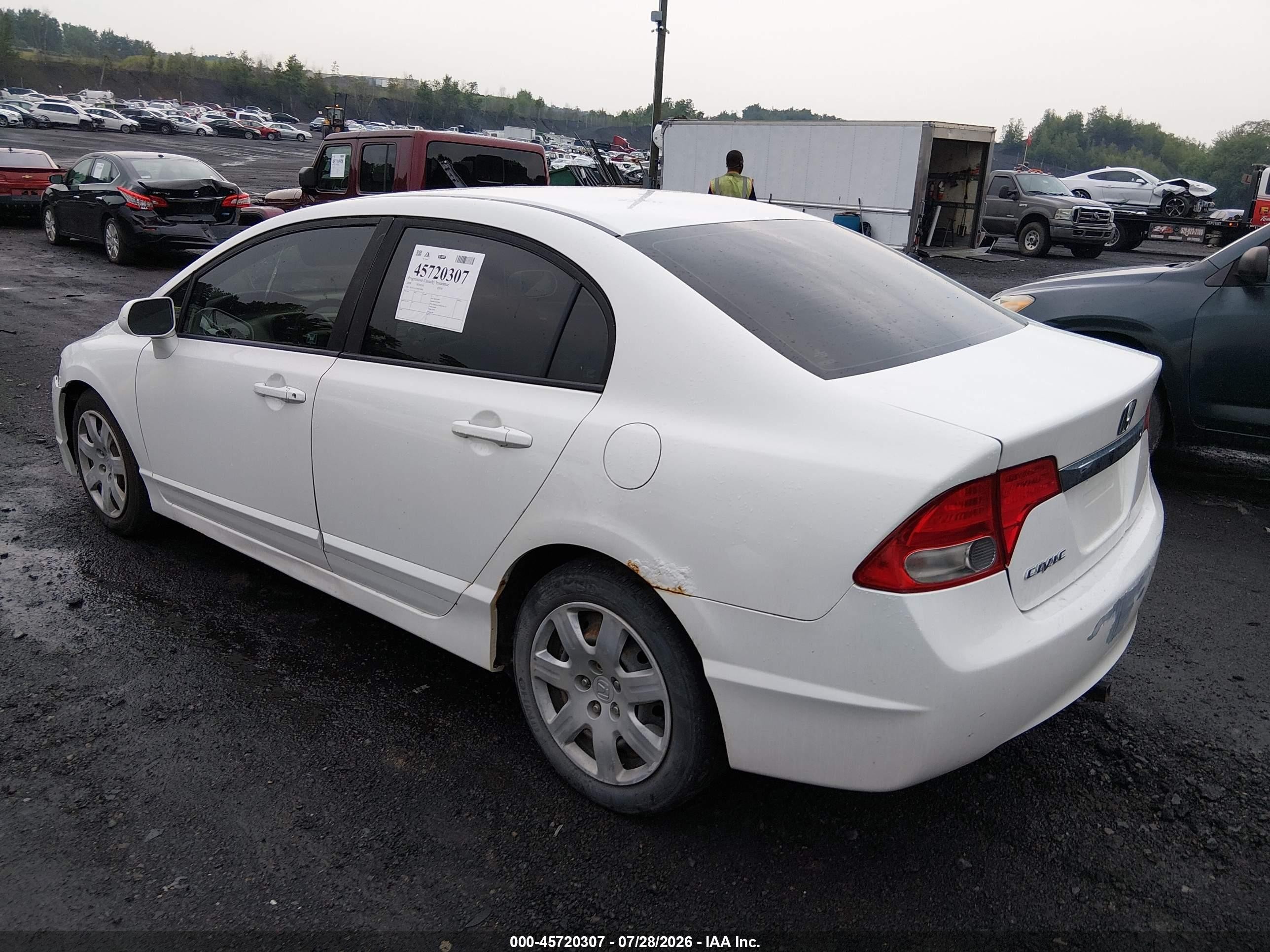 2009 Honda Civic Lx White vin: 2HGFA16539H539898