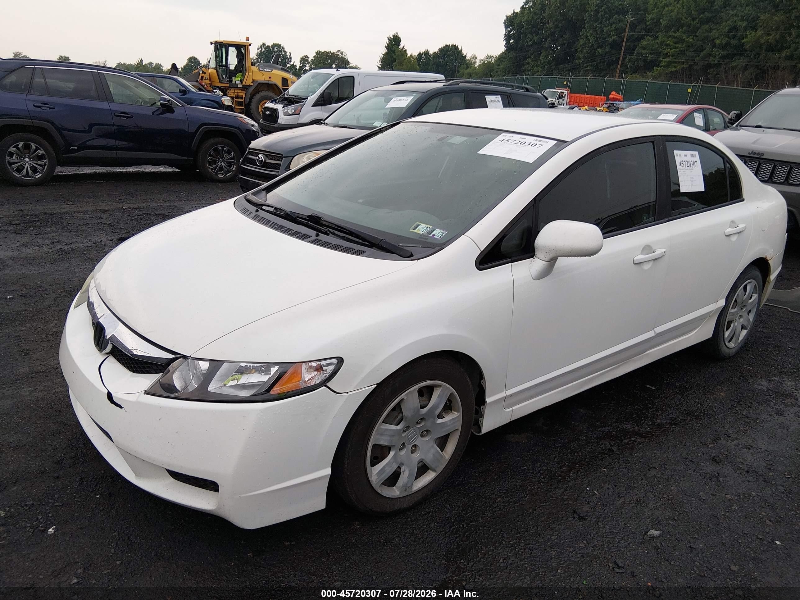 2009 Honda Civic Lx White vin: 2HGFA16539H539898