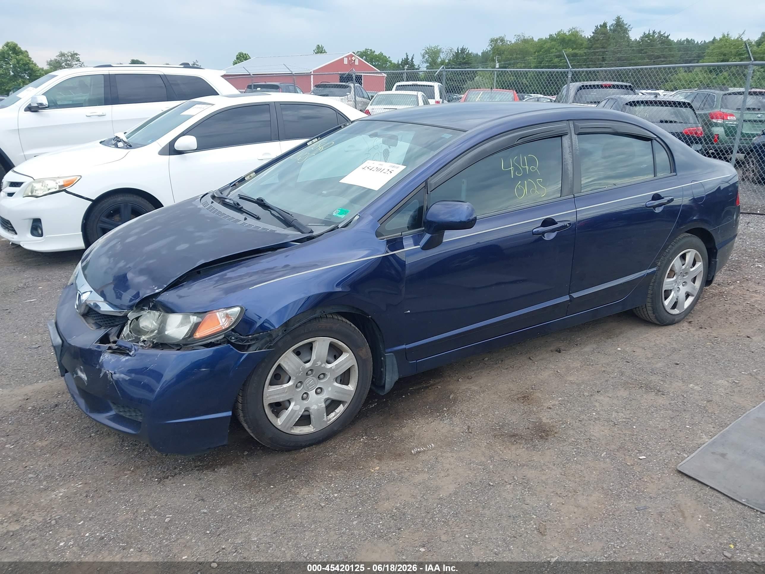 2009 Honda Civic Lx Blue vin: 2HGFA16539H546561
