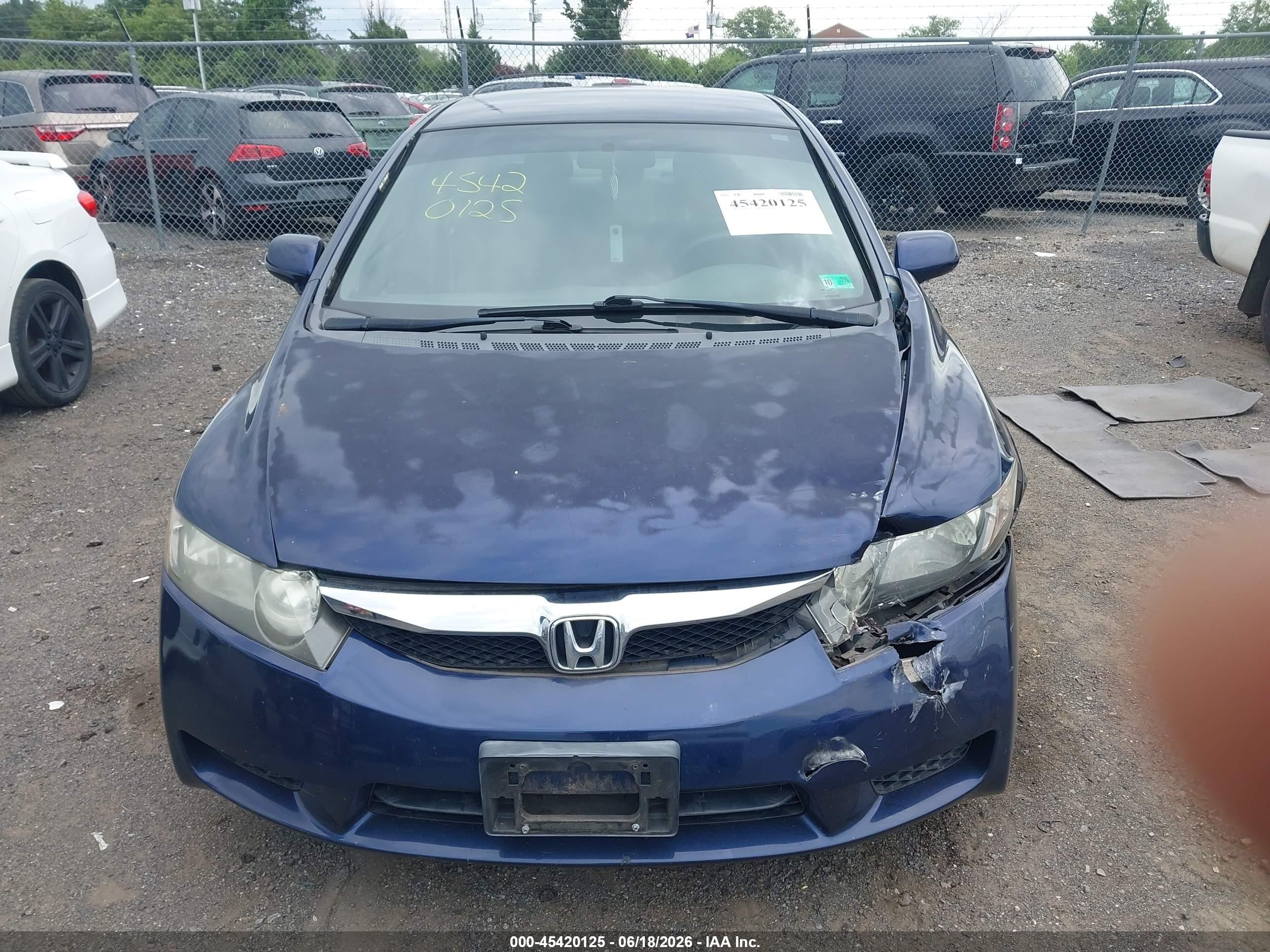 2009 Honda Civic Lx Blue vin: 2HGFA16539H546561