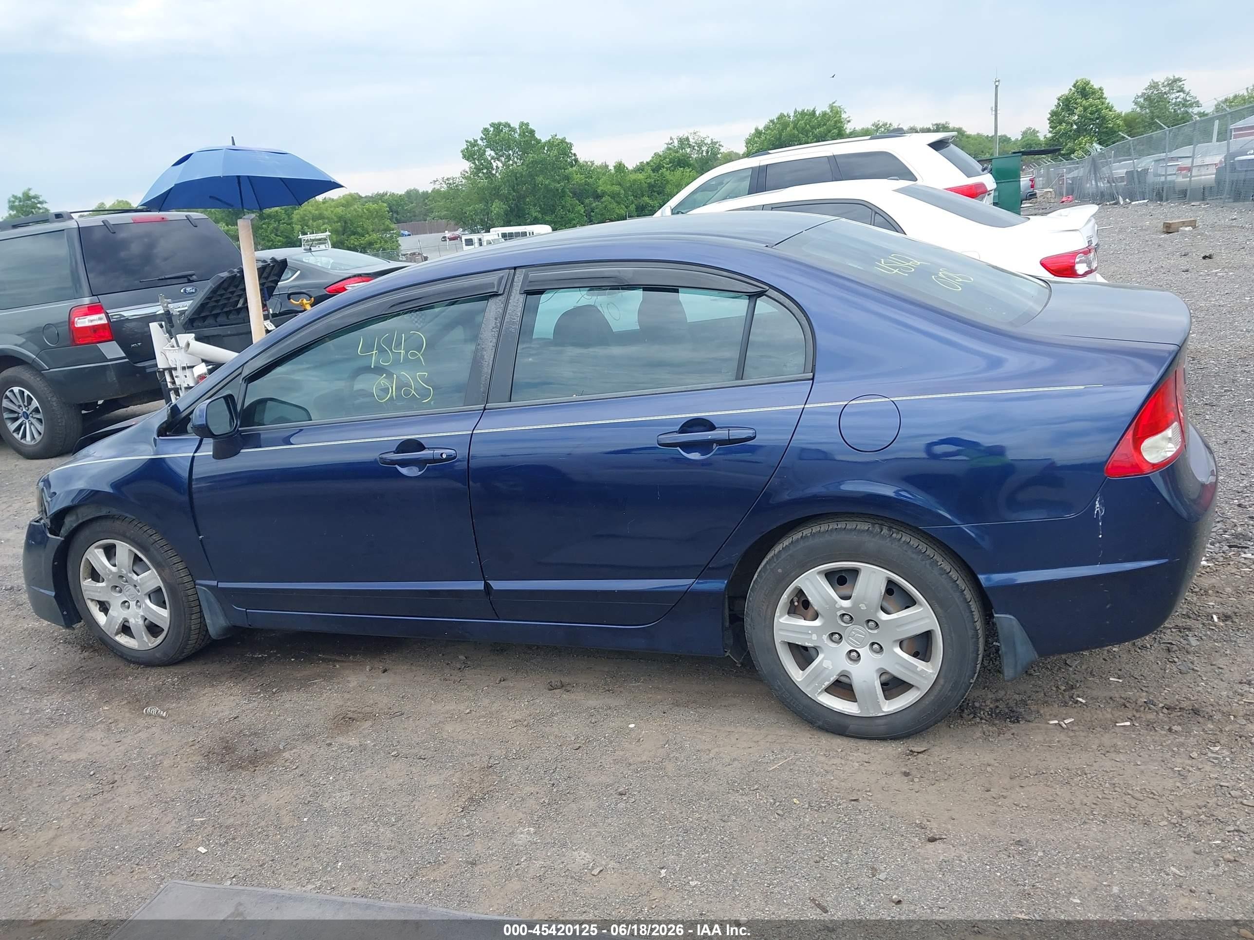 2009 Honda Civic Lx Blue vin: 2HGFA16539H546561