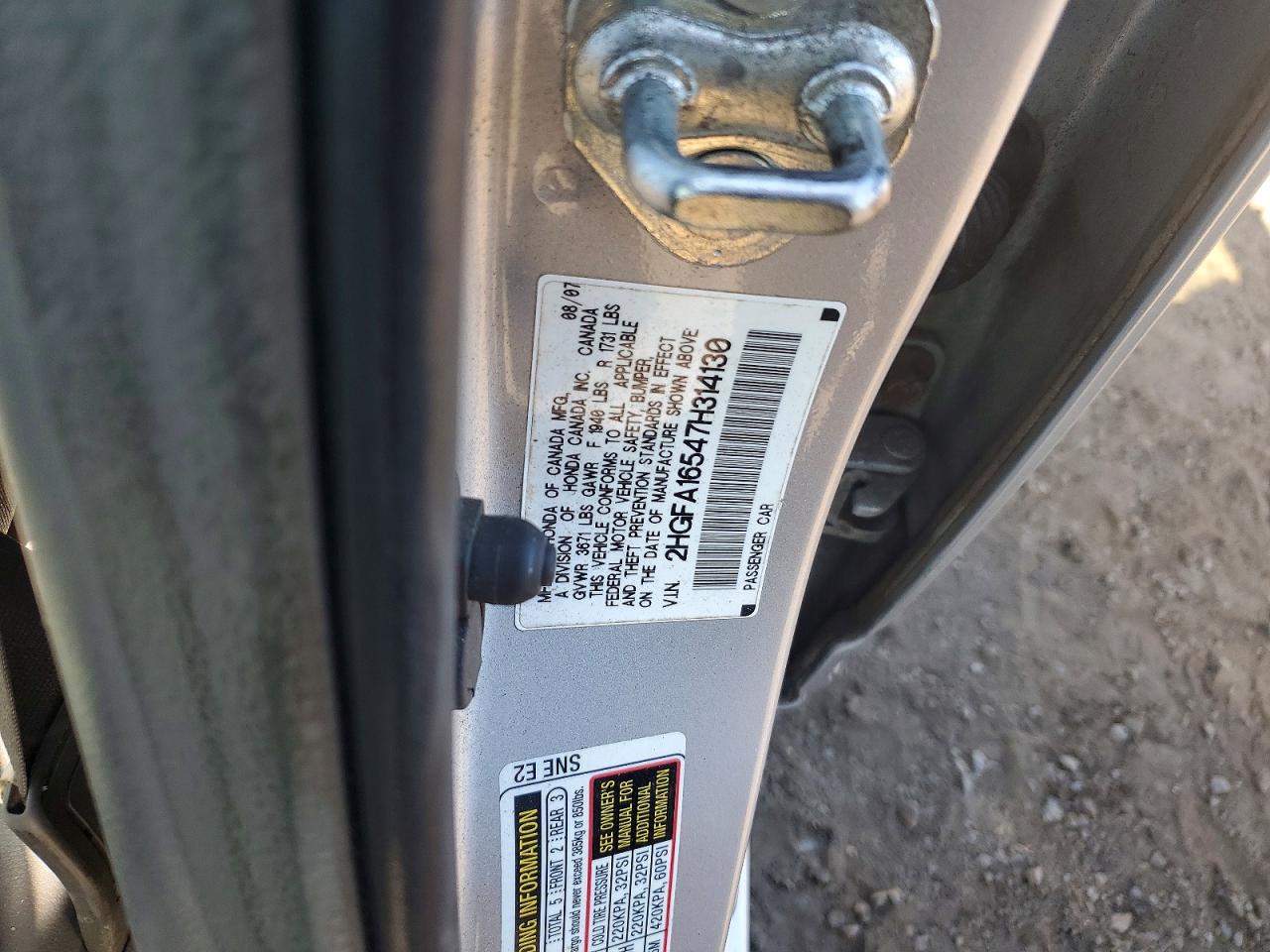 2007 Honda Civic Lx Silver vin: 2HGFA16547H314130