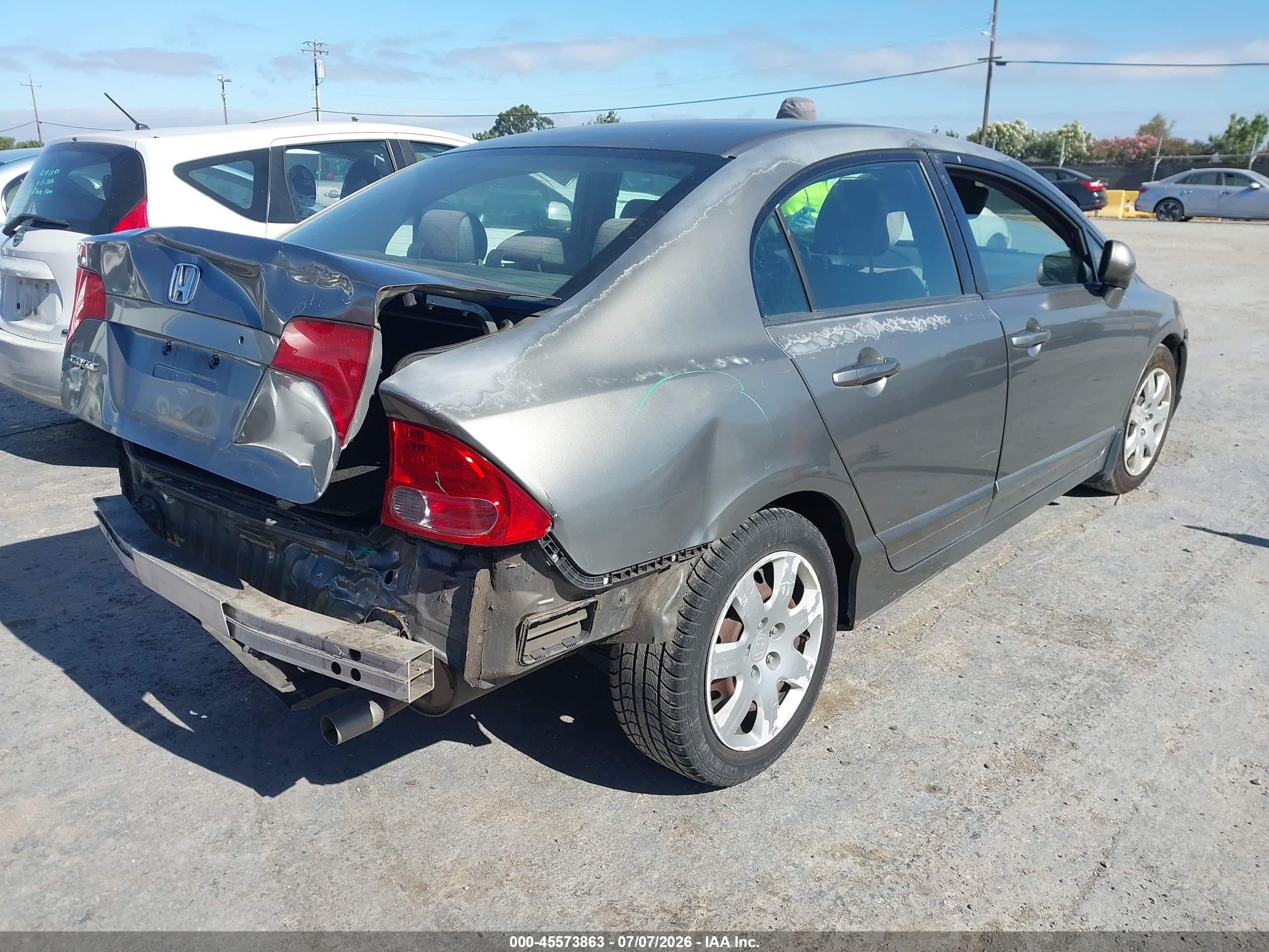 2007 Honda Civic Lx Gray vin: 2HGFA16547H506969