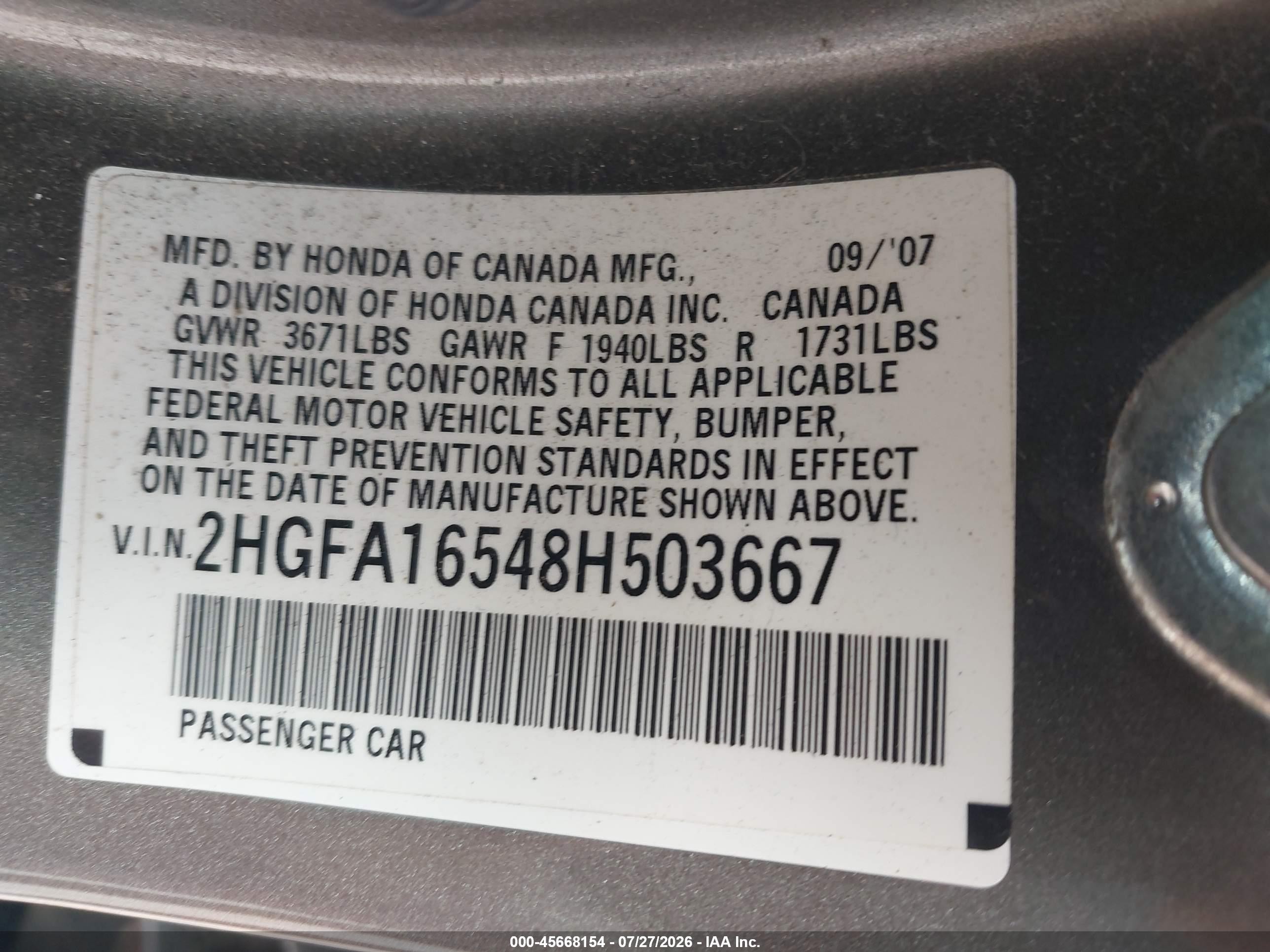 2008 Honda Civic Lx Silver vin: 2HGFA16548H503667