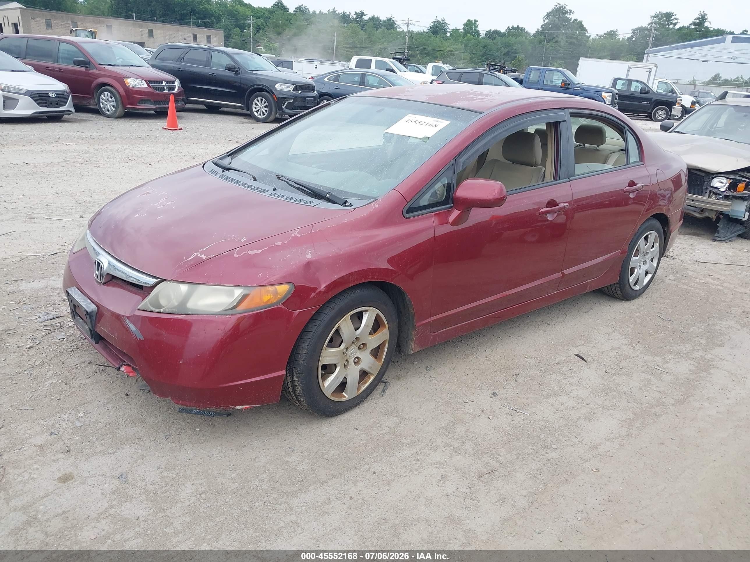 2008 Honda Civic Lx Red vin: 2HGFA16548H509386