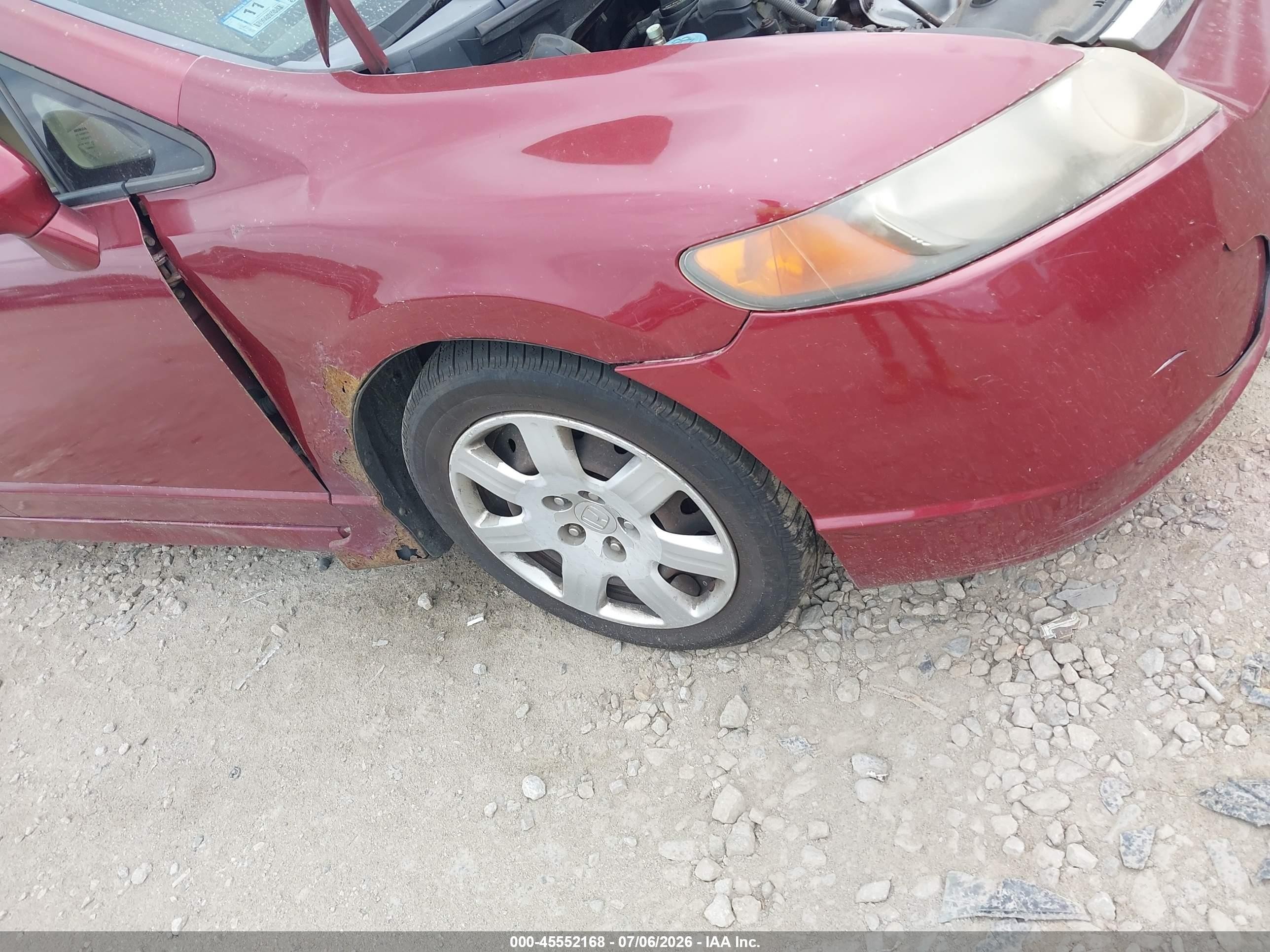 2008 Honda Civic Lx Red vin: 2HGFA16548H509386