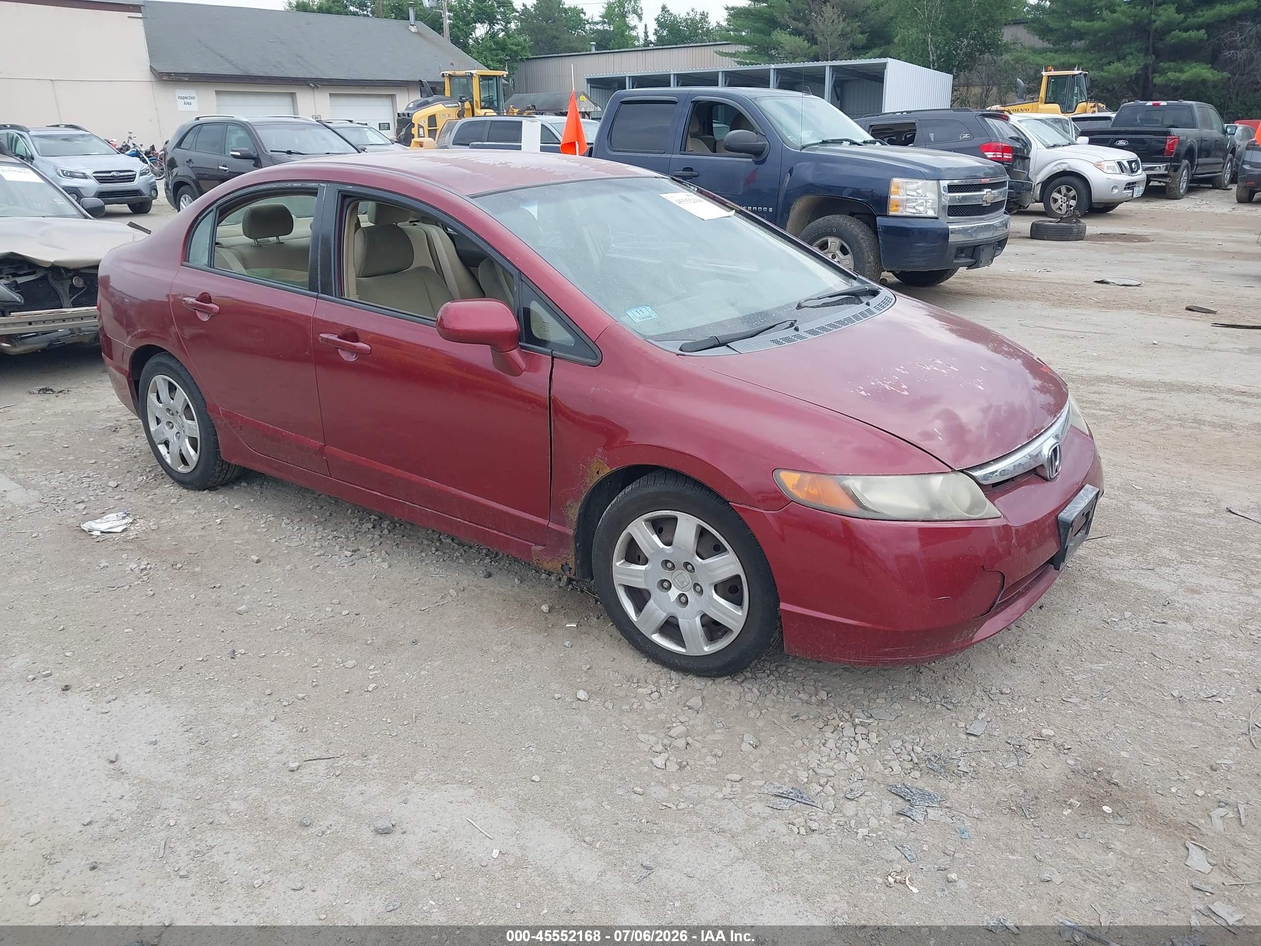 2008 Honda Civic Lx Red vin: 2HGFA16548H509386