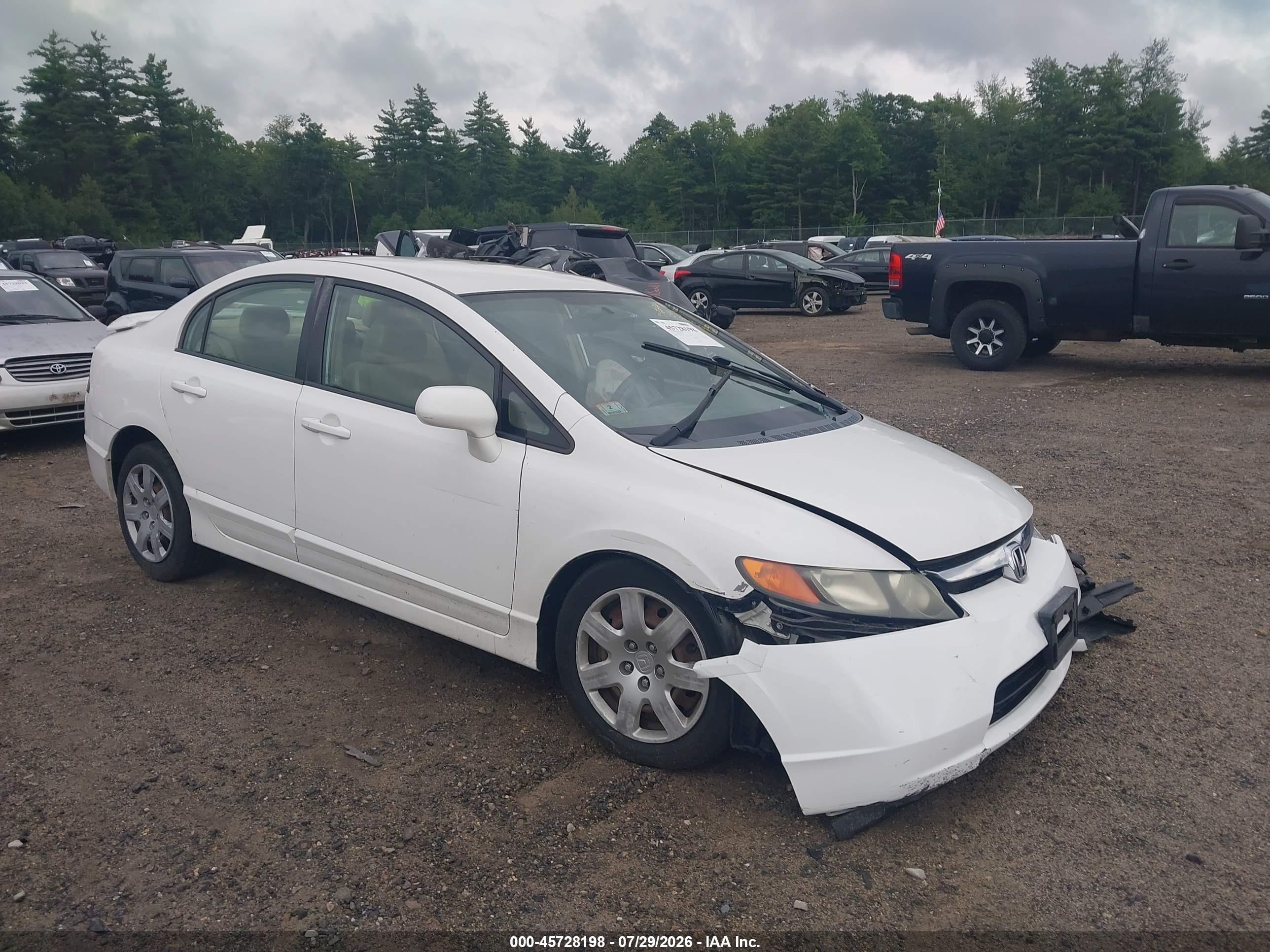 2008 Honda Civic Lx White vin: 2HGFA16548H517276