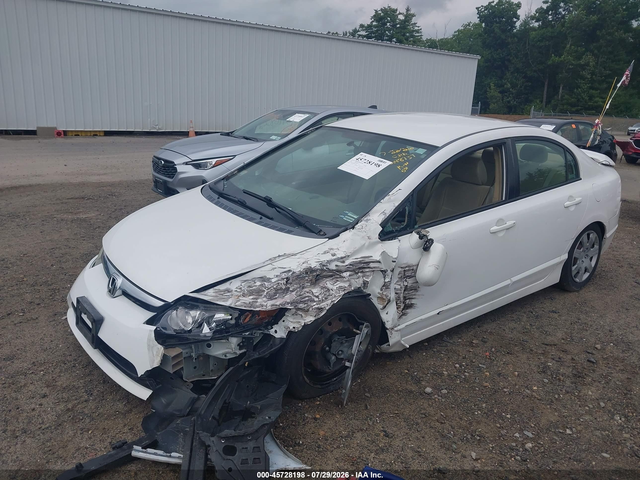 2008 Honda Civic Lx Белый vin: 2HGFA16548H517276