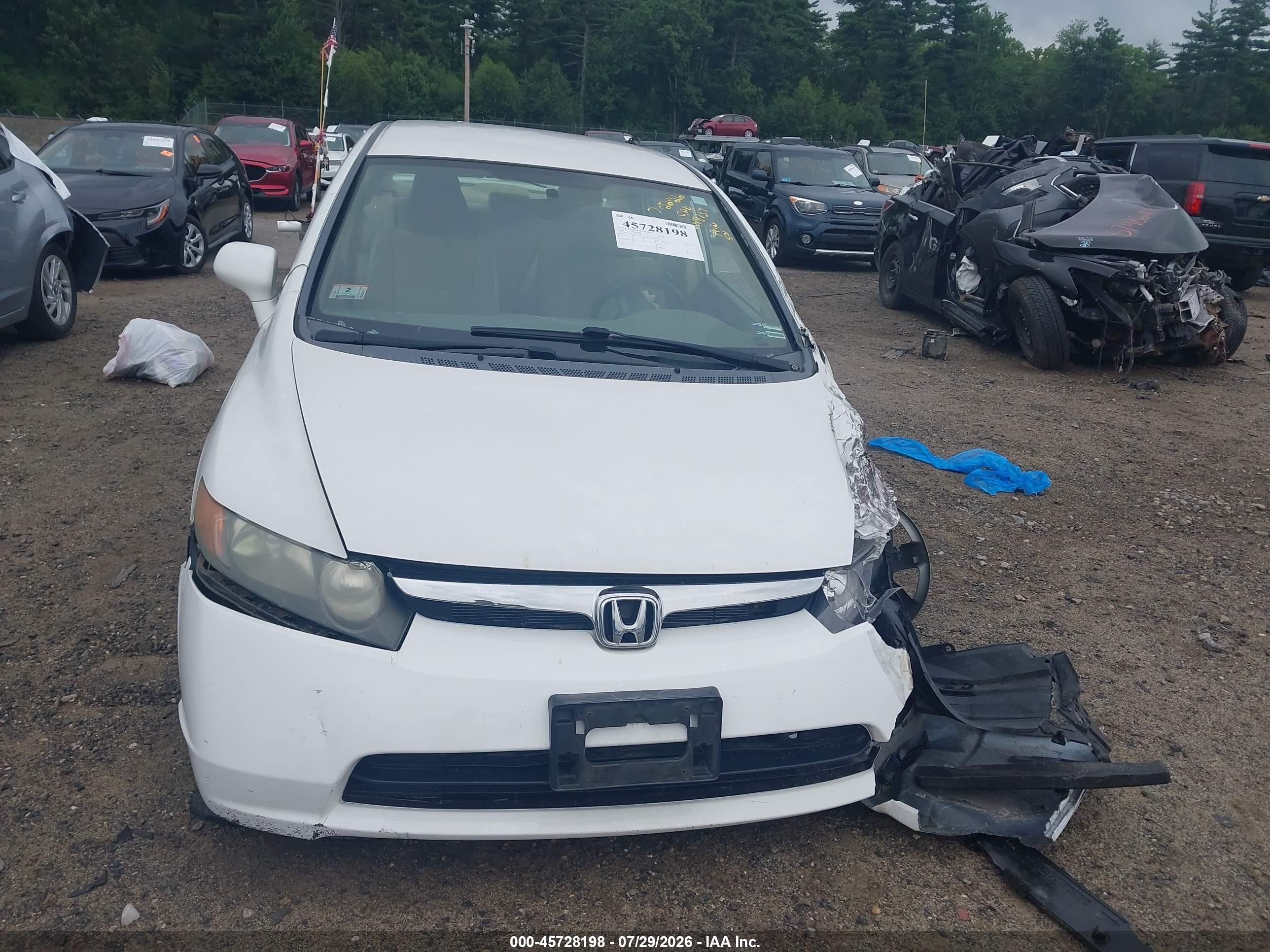 2008 Honda Civic Lx Белый vin: 2HGFA16548H517276
