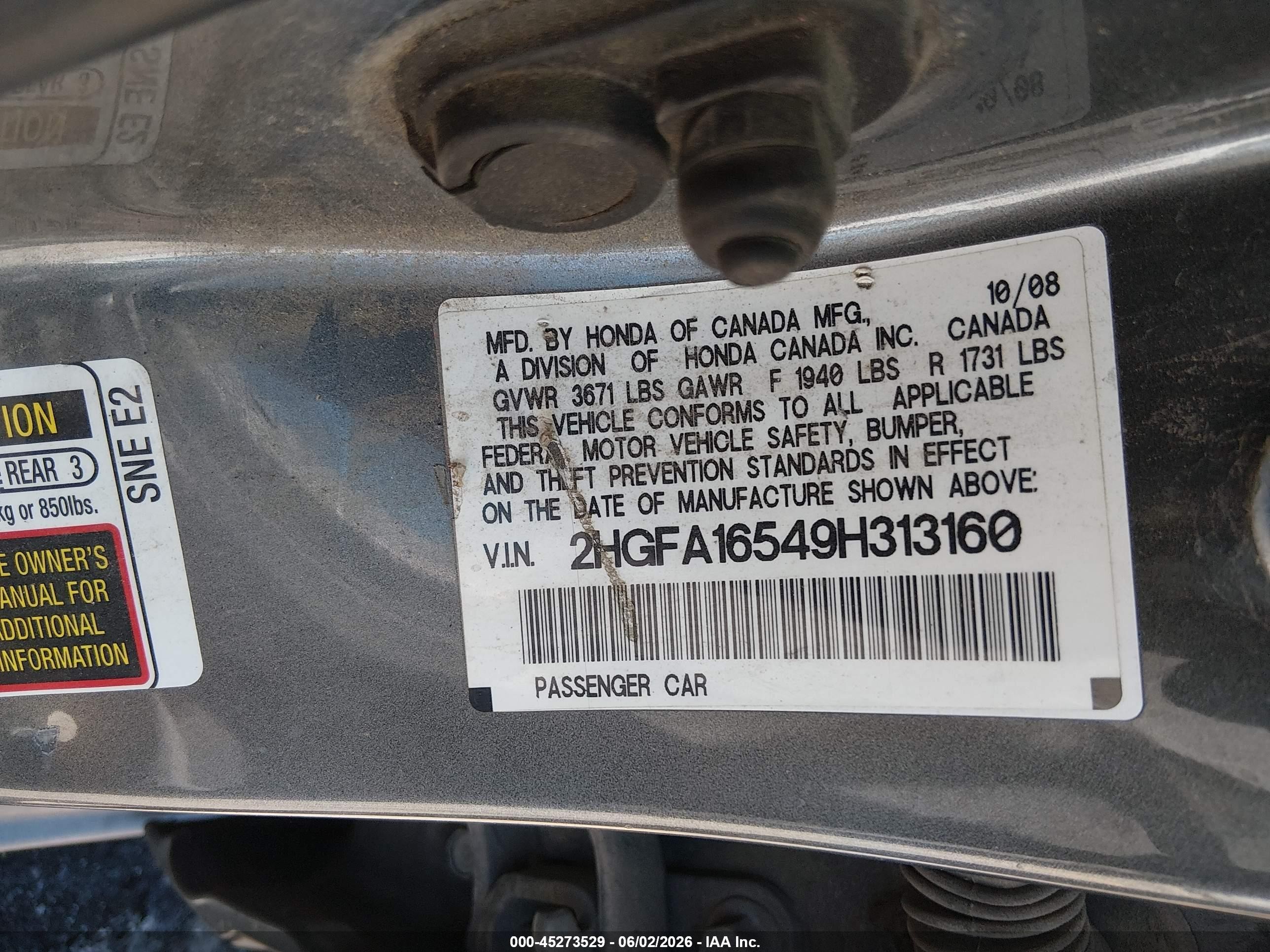 2009 Honda Civic Lx Gray vin: 2HGFA16549H313160
