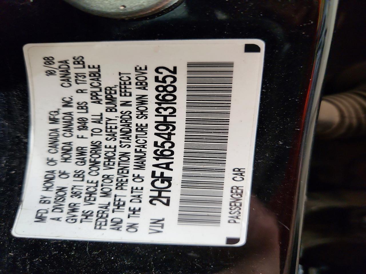 2009 Honda Civic Lx Black vin: 2HGFA16549H316852